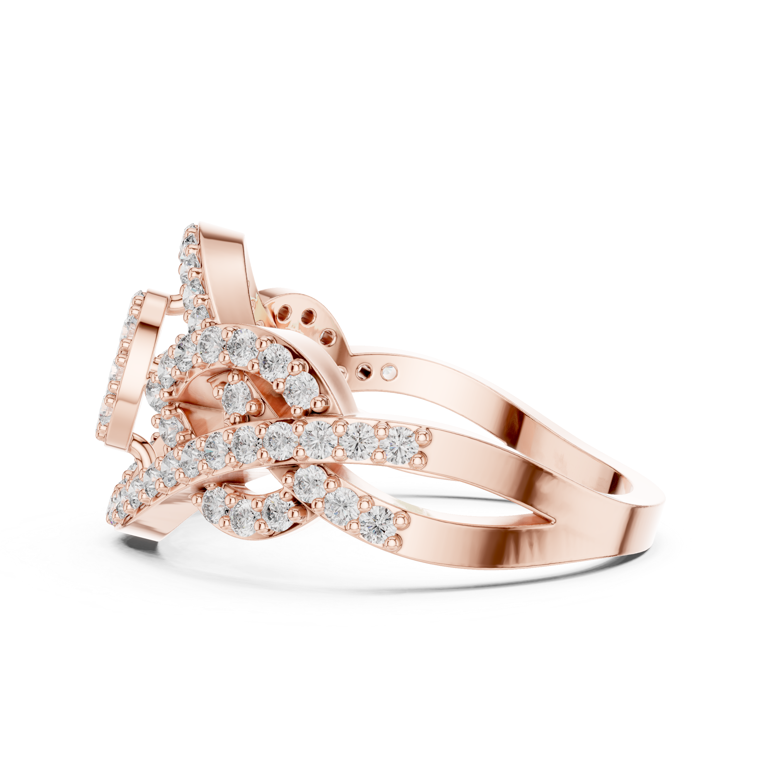 Eye Motif Diamond Statement Ring with Pavé Setting