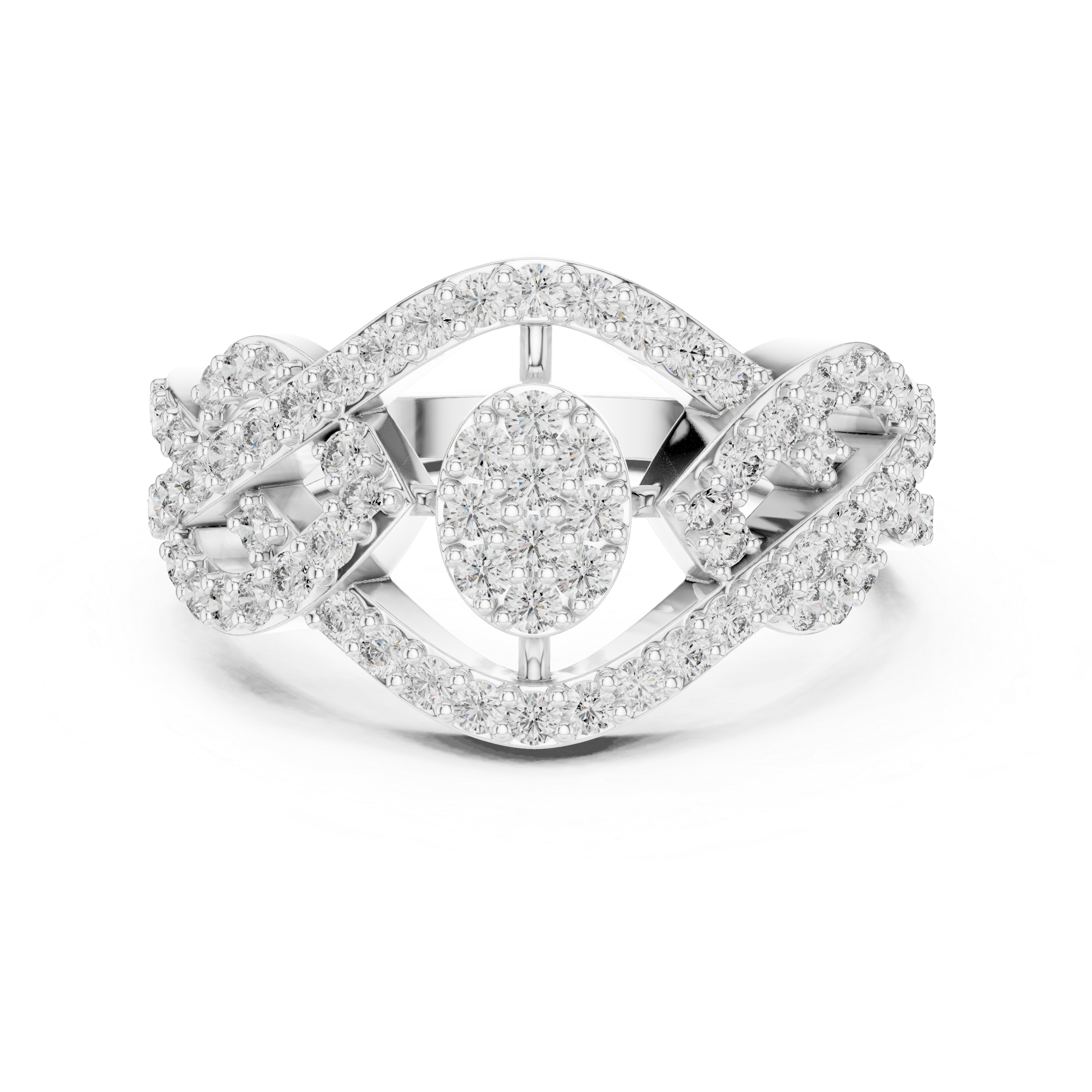 Eye Motif Diamond Statement Ring with Pavé Setting