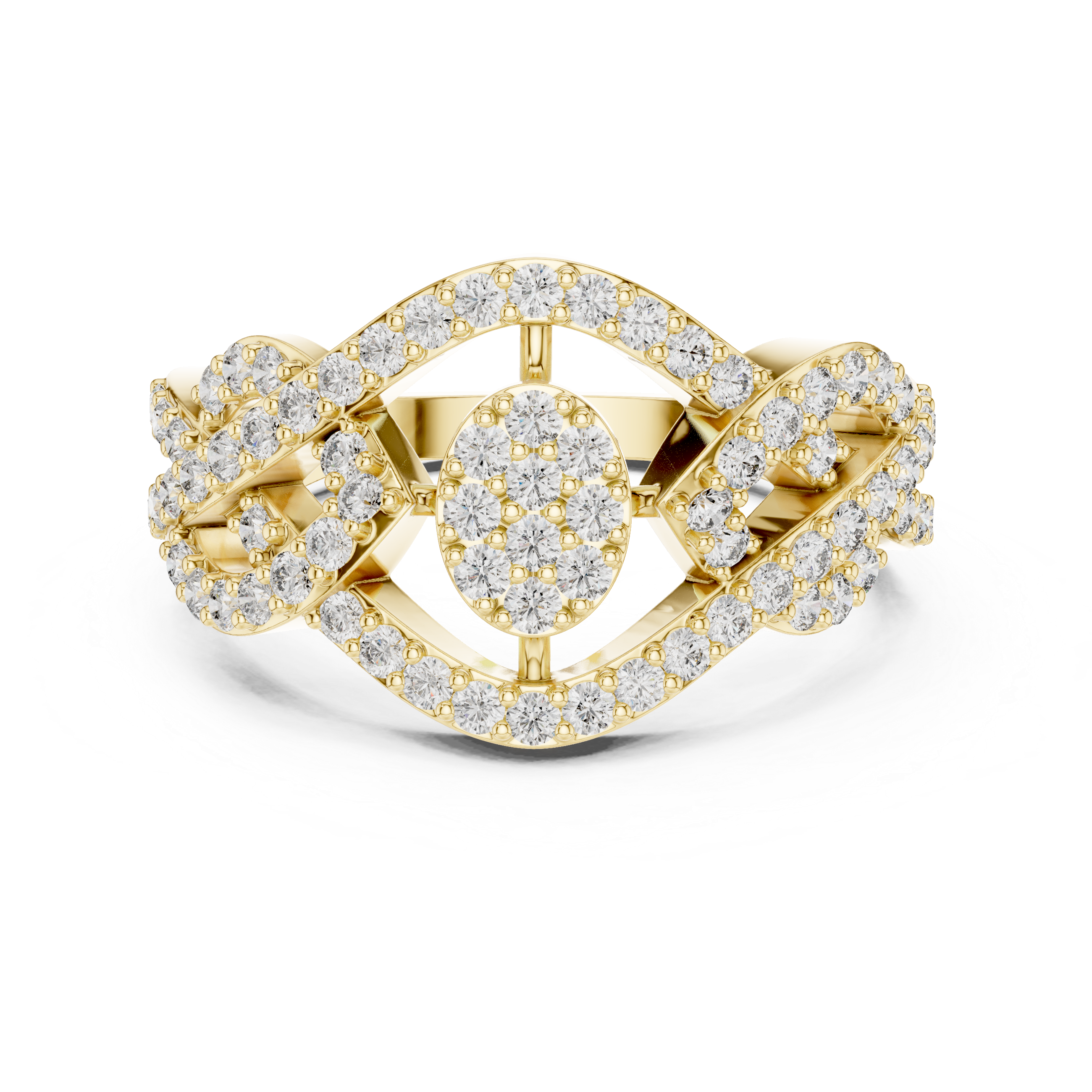 Eye Motif Diamond Statement Ring with Pavé Setting
