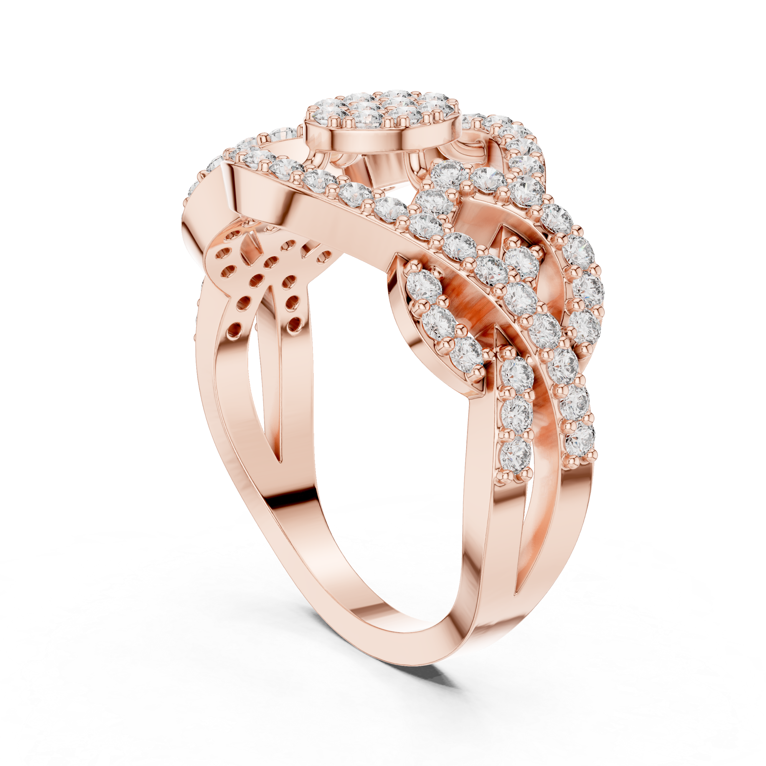 Eye Motif Diamond Statement Ring with Pavé Setting