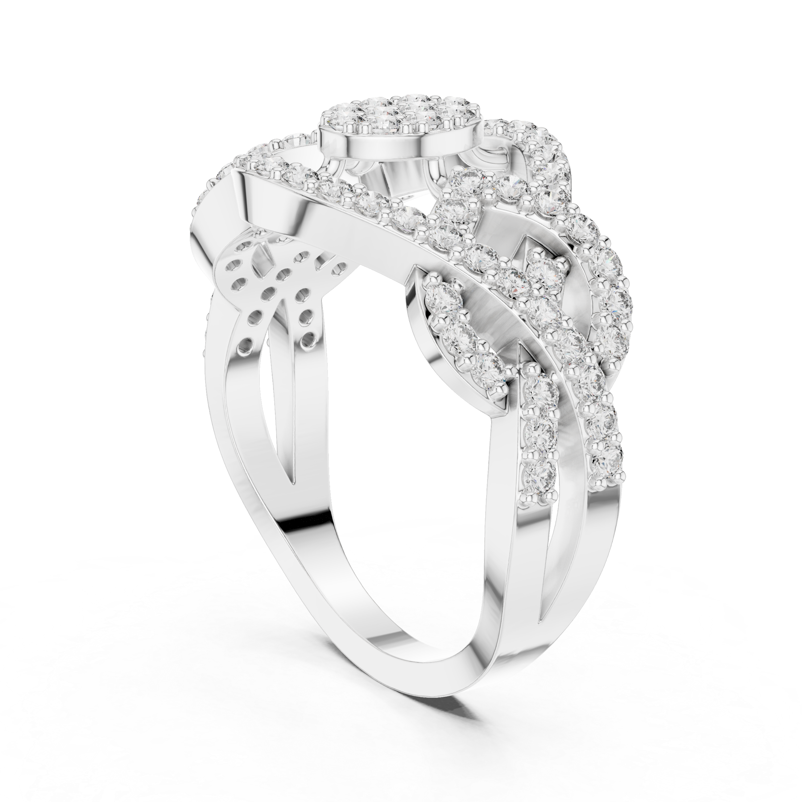 Eye Motif Diamond Statement Ring with Pavé Setting