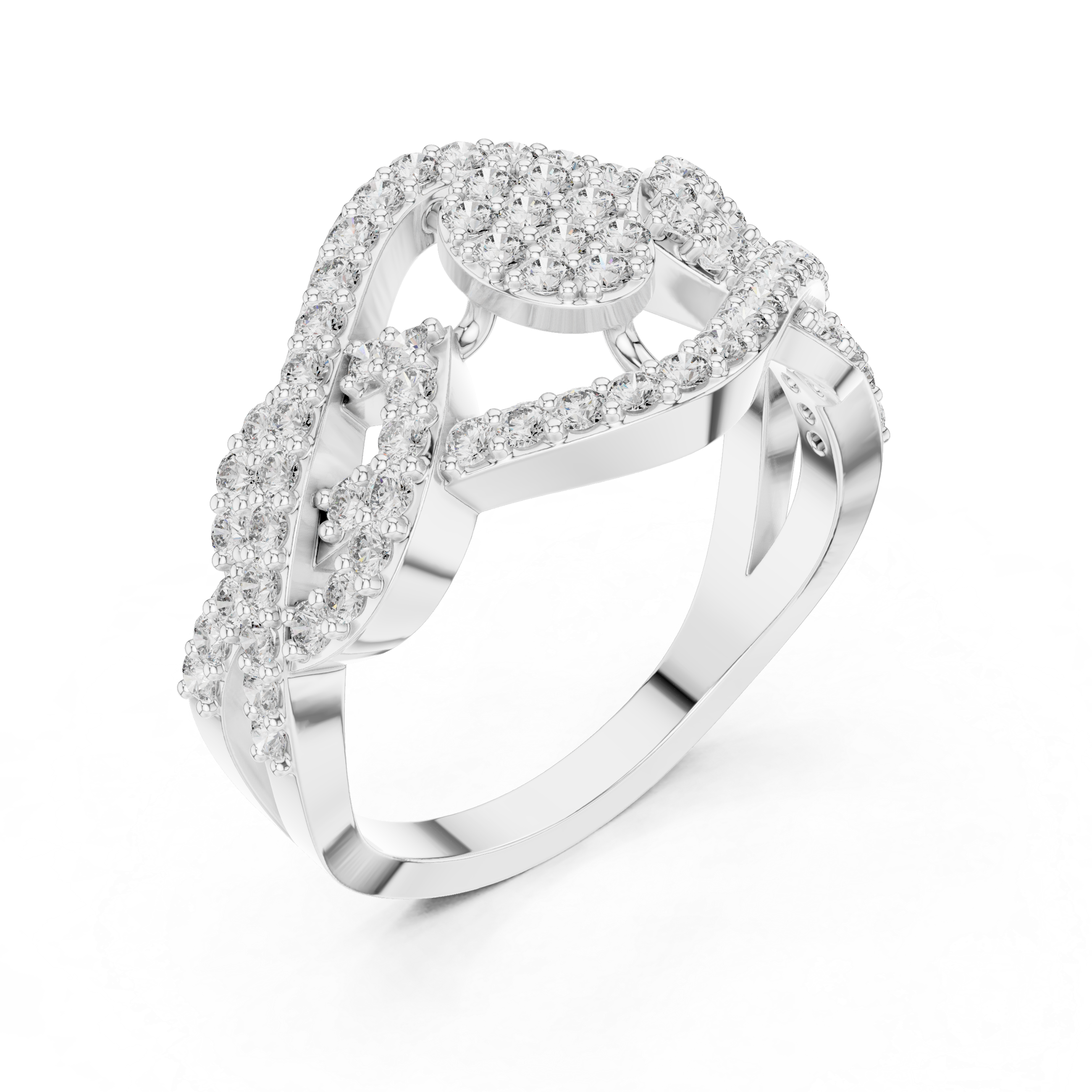 Eye Motif Diamond Statement Ring with Pavé Setting