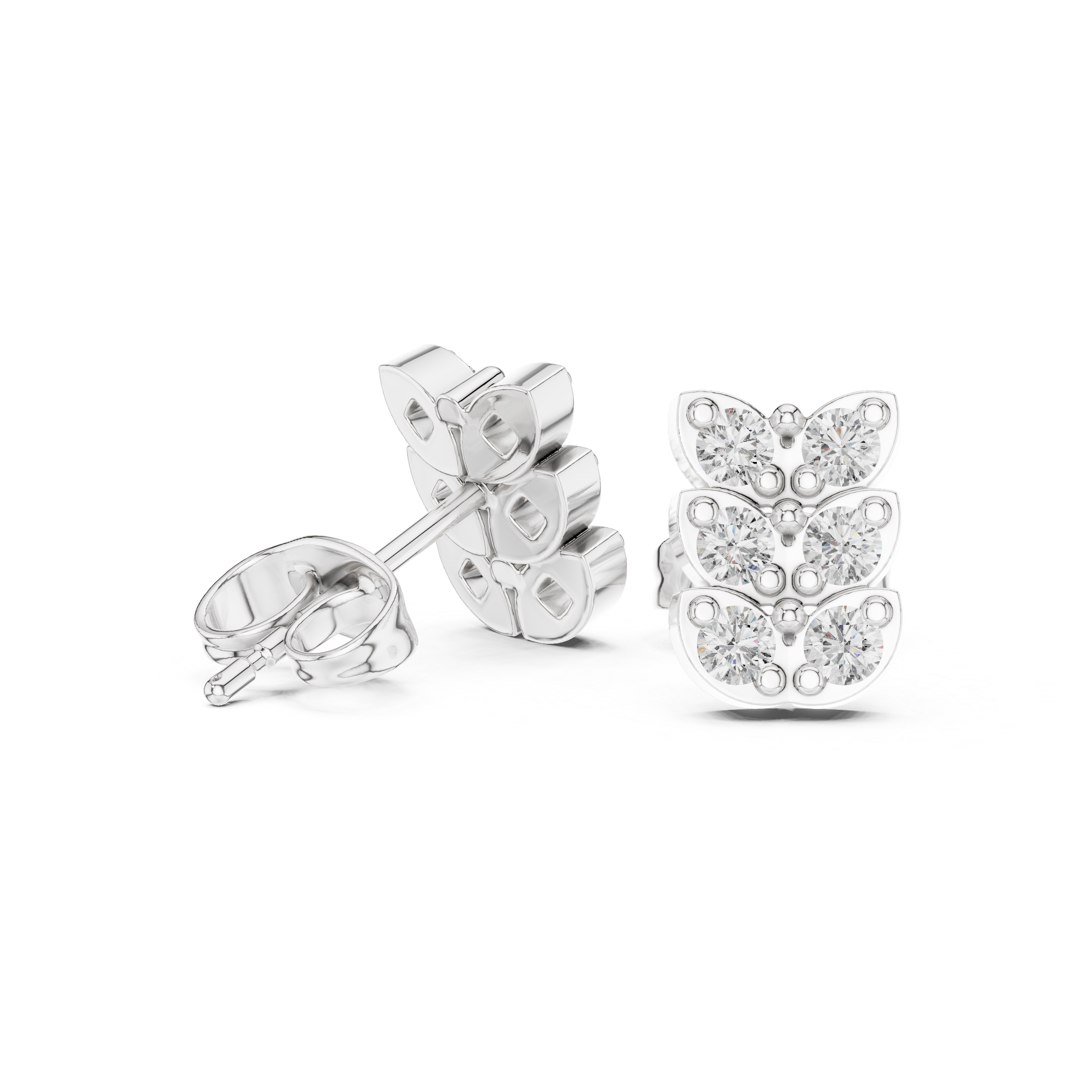Diamond Triple Cluster Stud Earrings