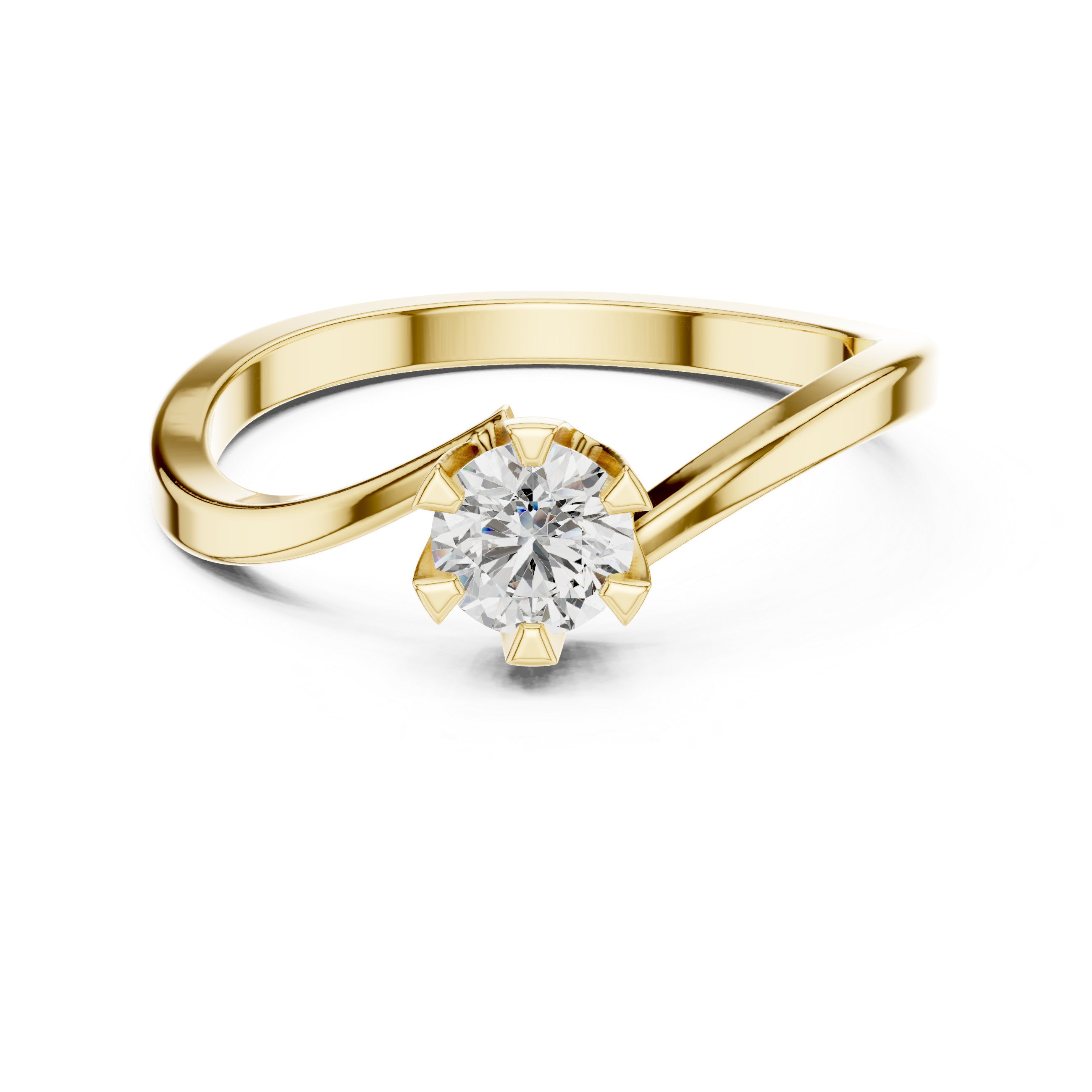 Minimalist Solitaire Twist Diamond Ring