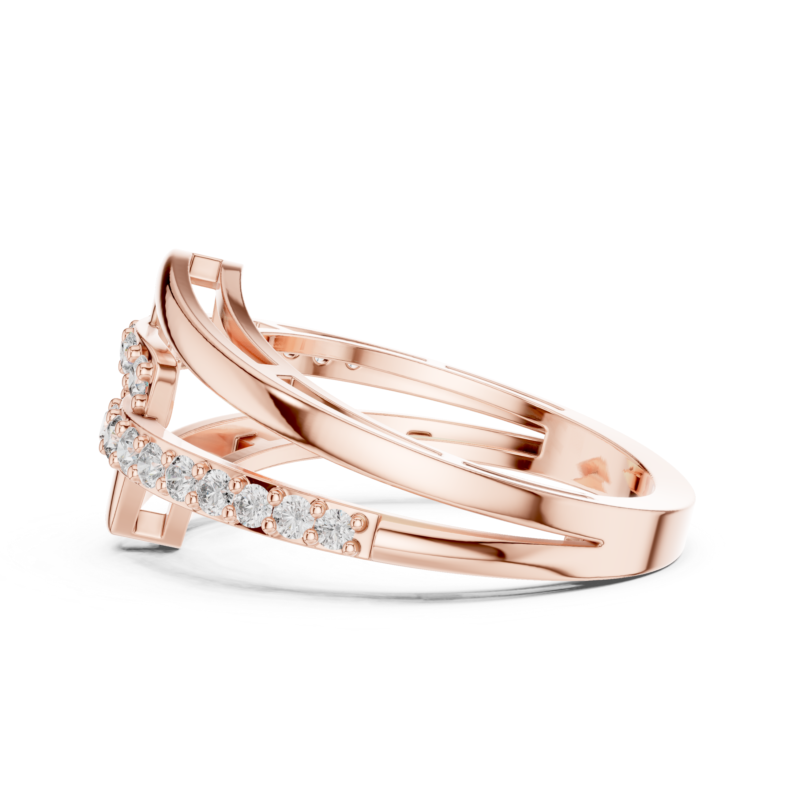 Modern Double Band Pavé Diamond Ring