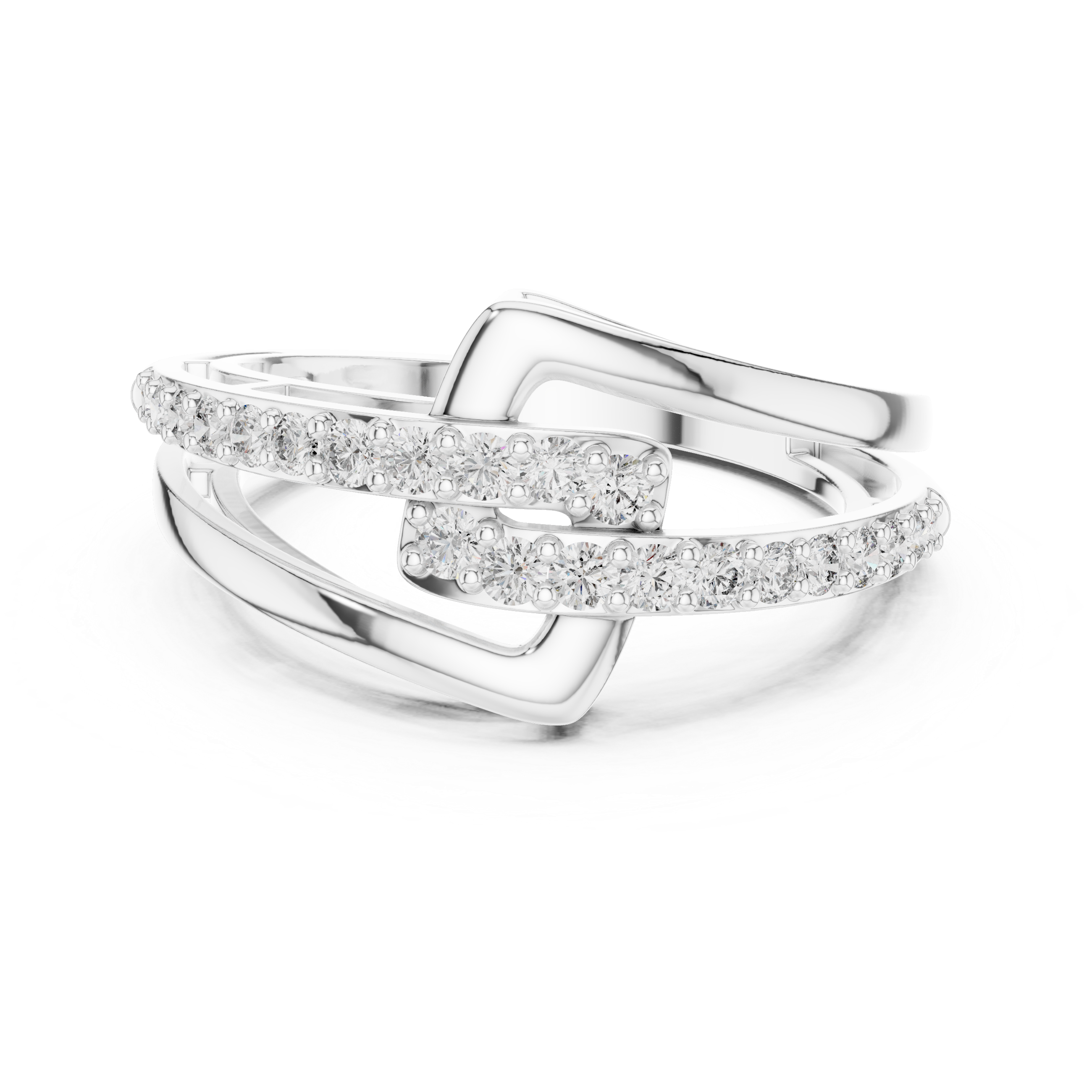Modern Double Band Pavé Diamond Ring