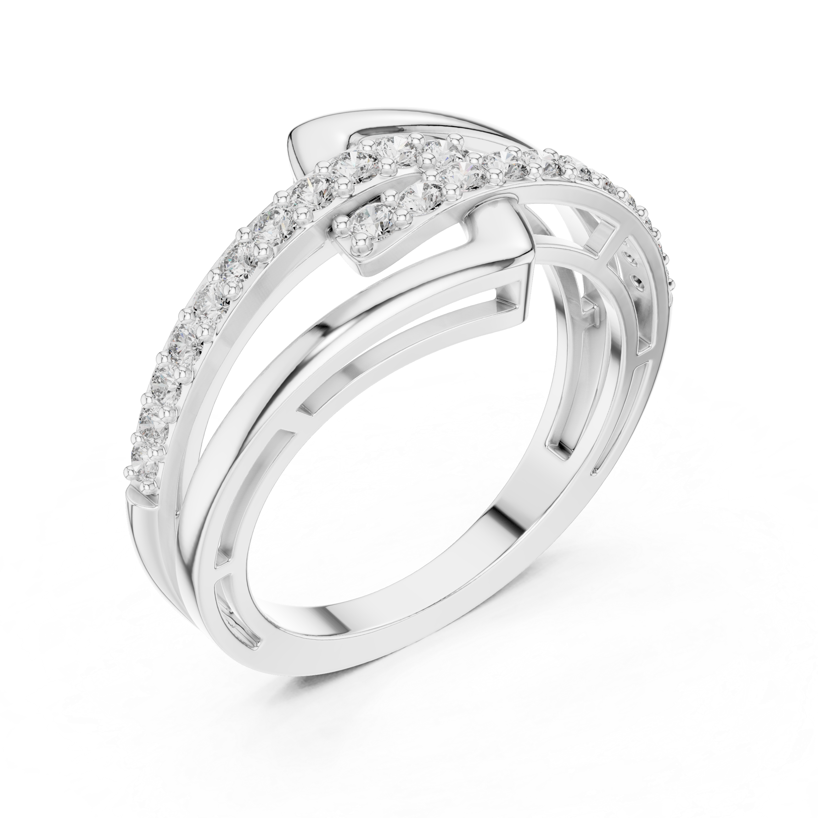 Modern Double Band Pavé Diamond Ring