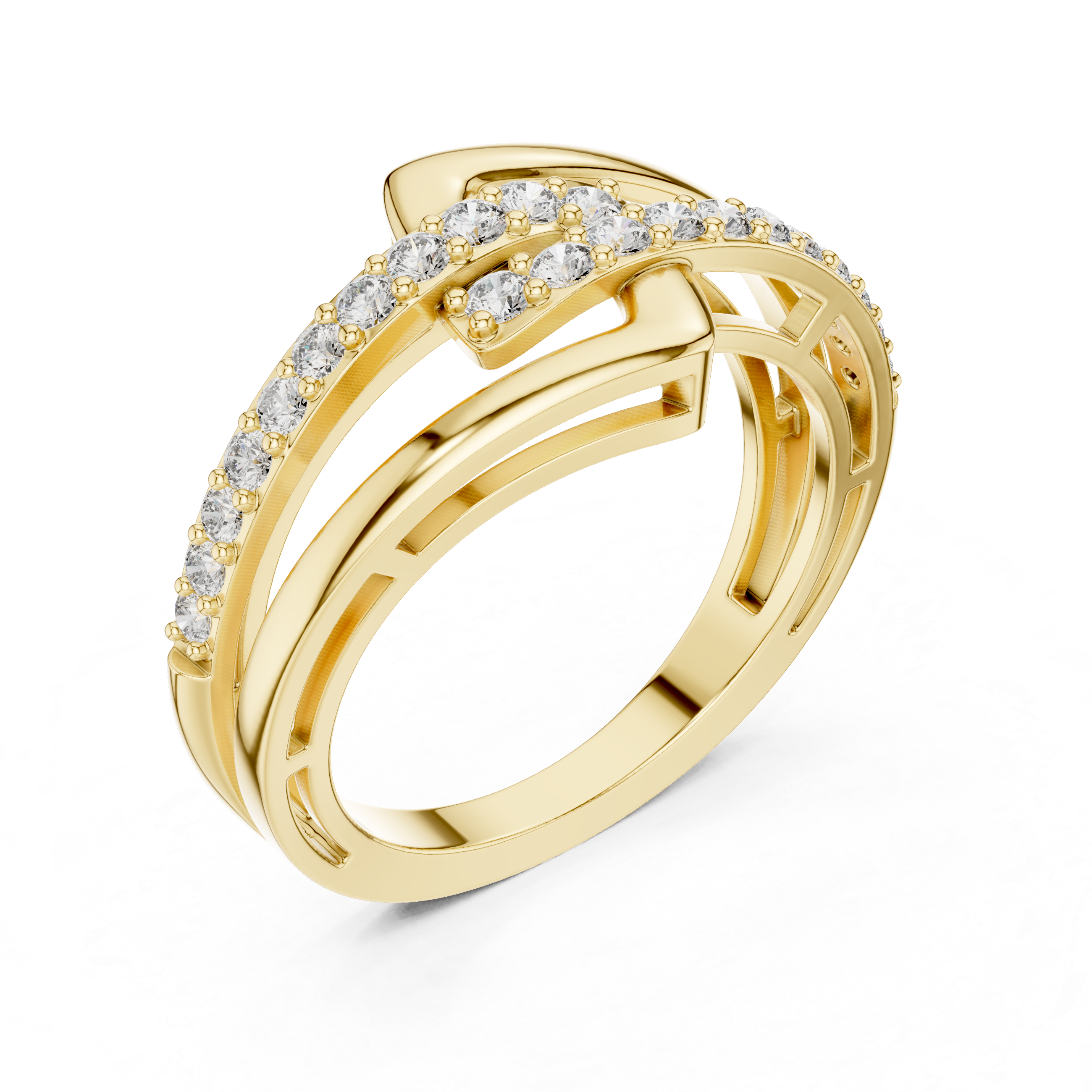 Modern Double Band Pavé Diamond Ring