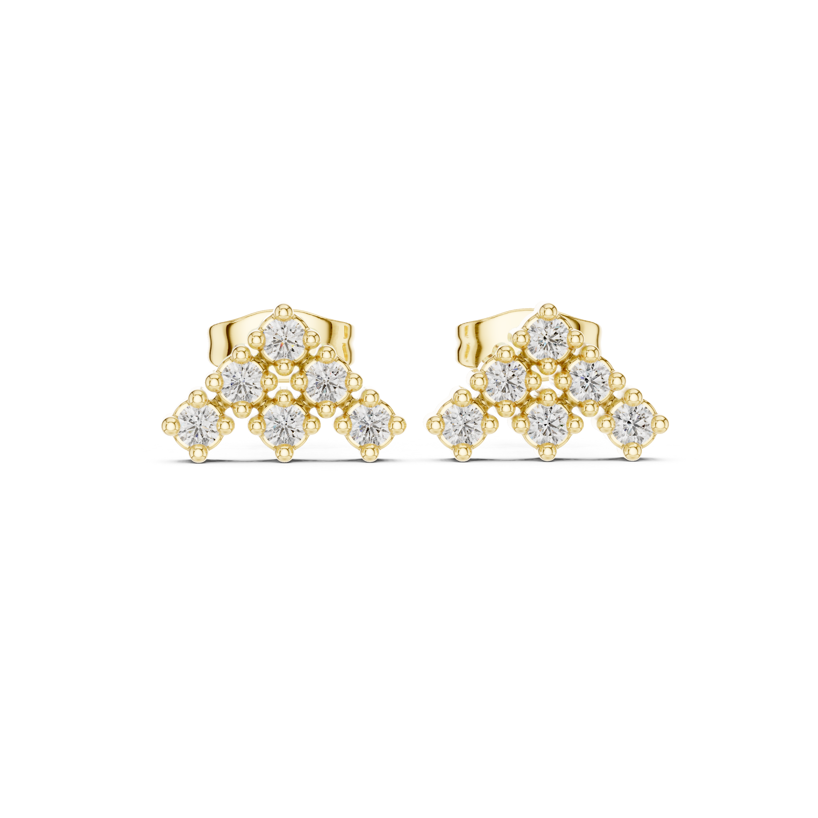 Diamond Chevron Cluster Stud Earrings