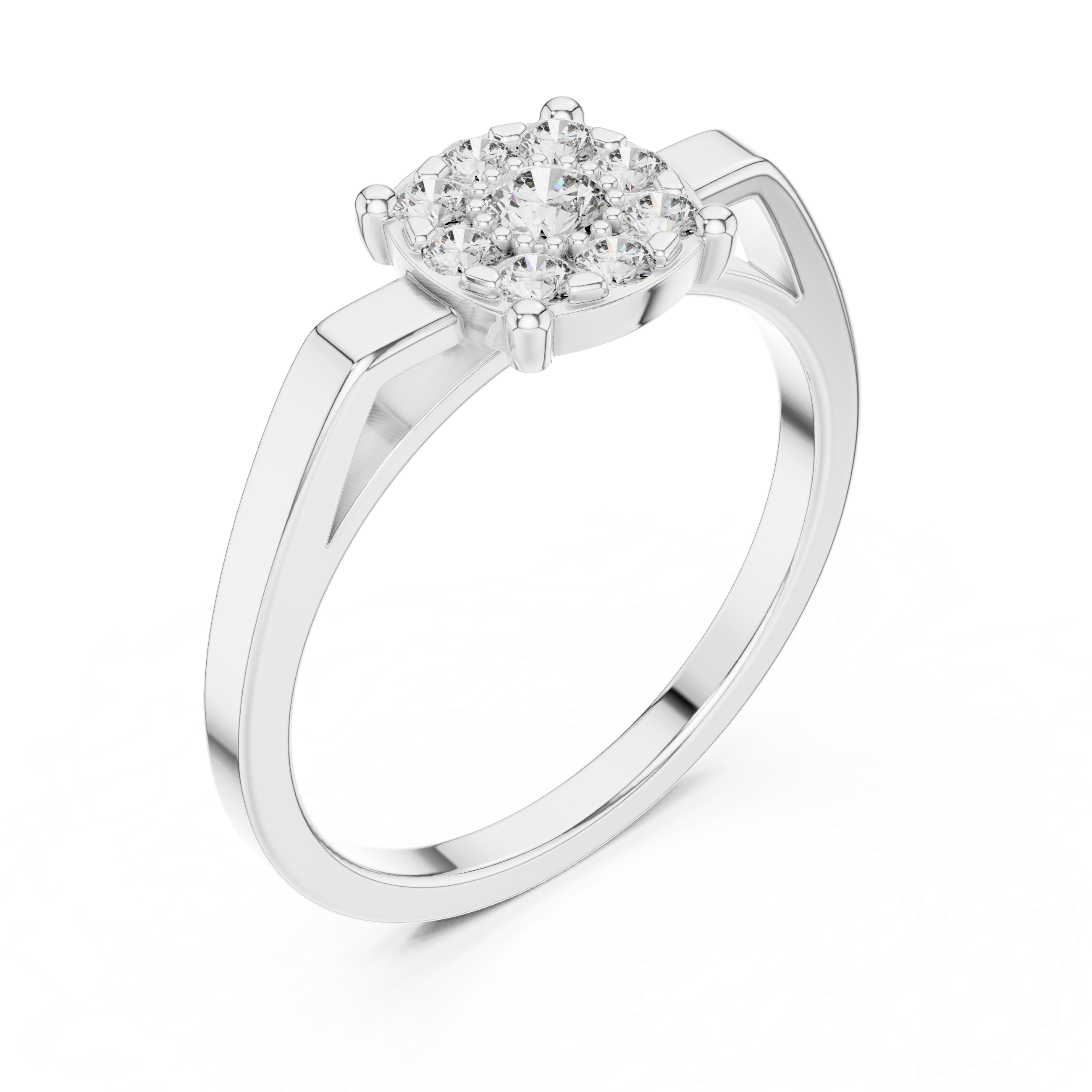 Classic Cluster Diamond Engagement Ring