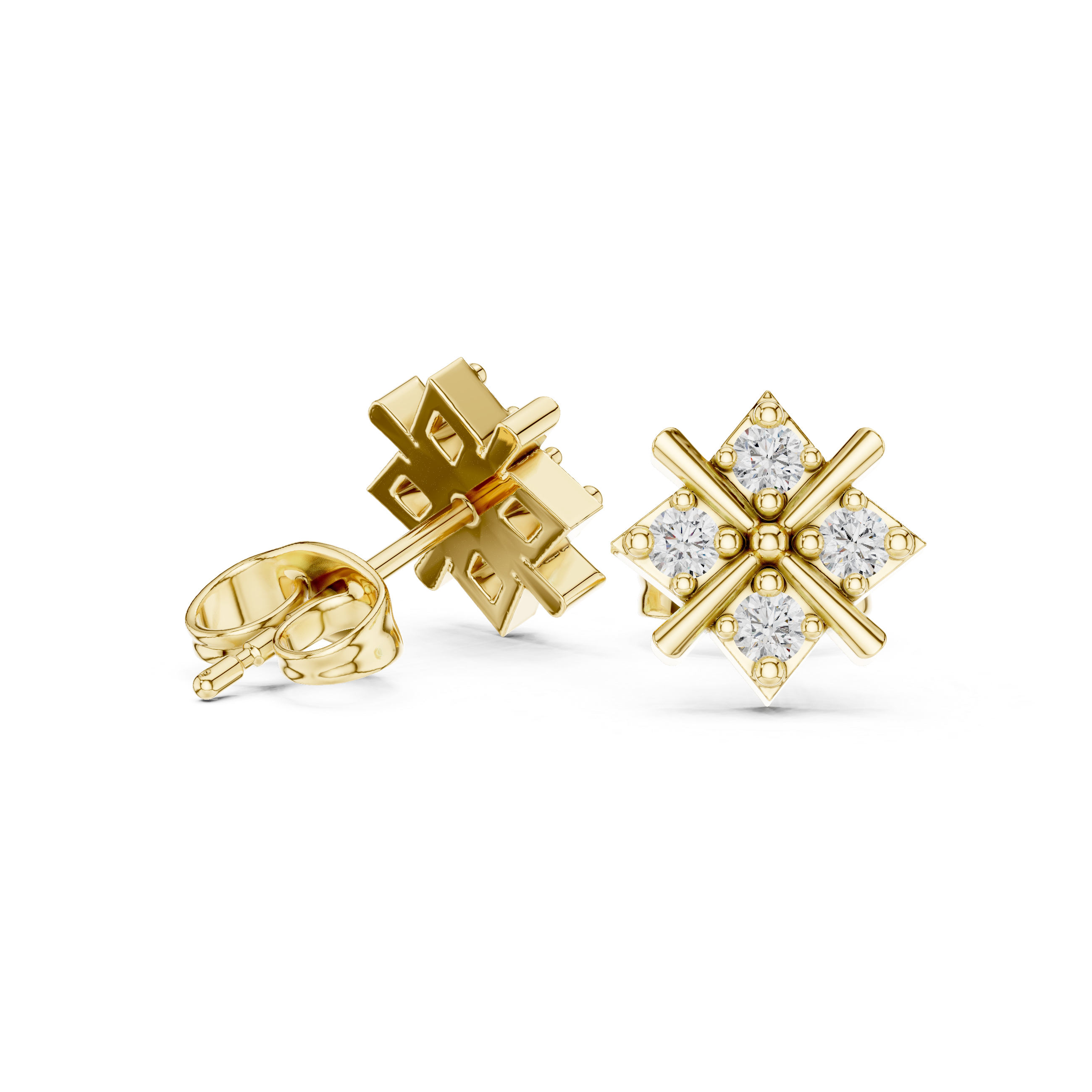 Diamond Cross Cluster Stud Earrings