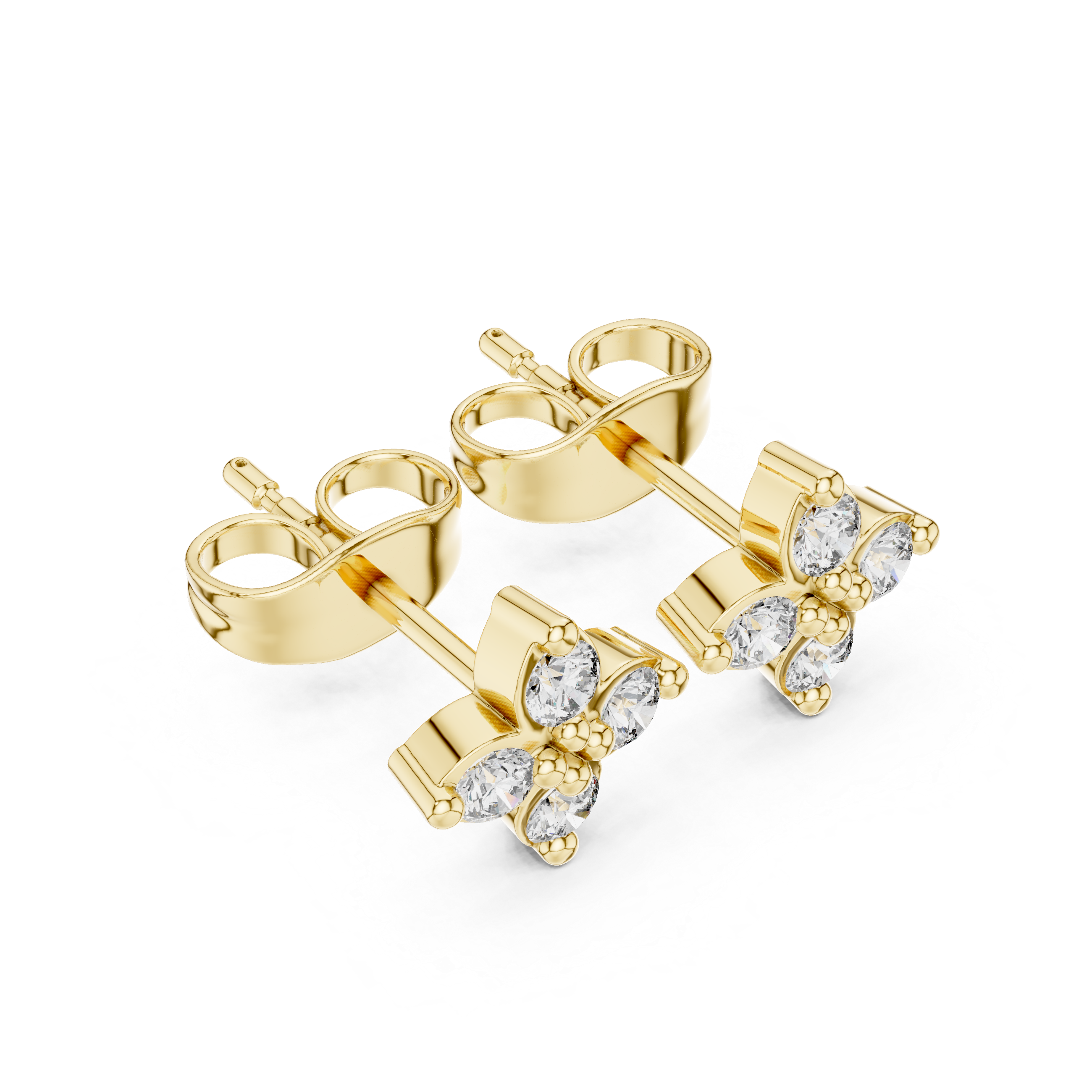 Diamond Floral Cross Stud Earrings