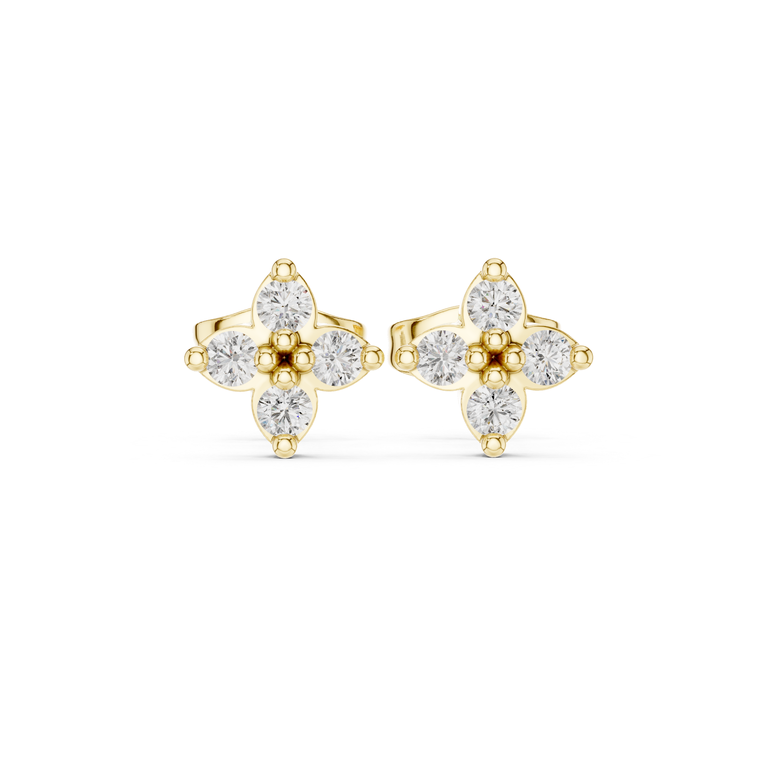 Diamond Floral Cross Stud Earrings