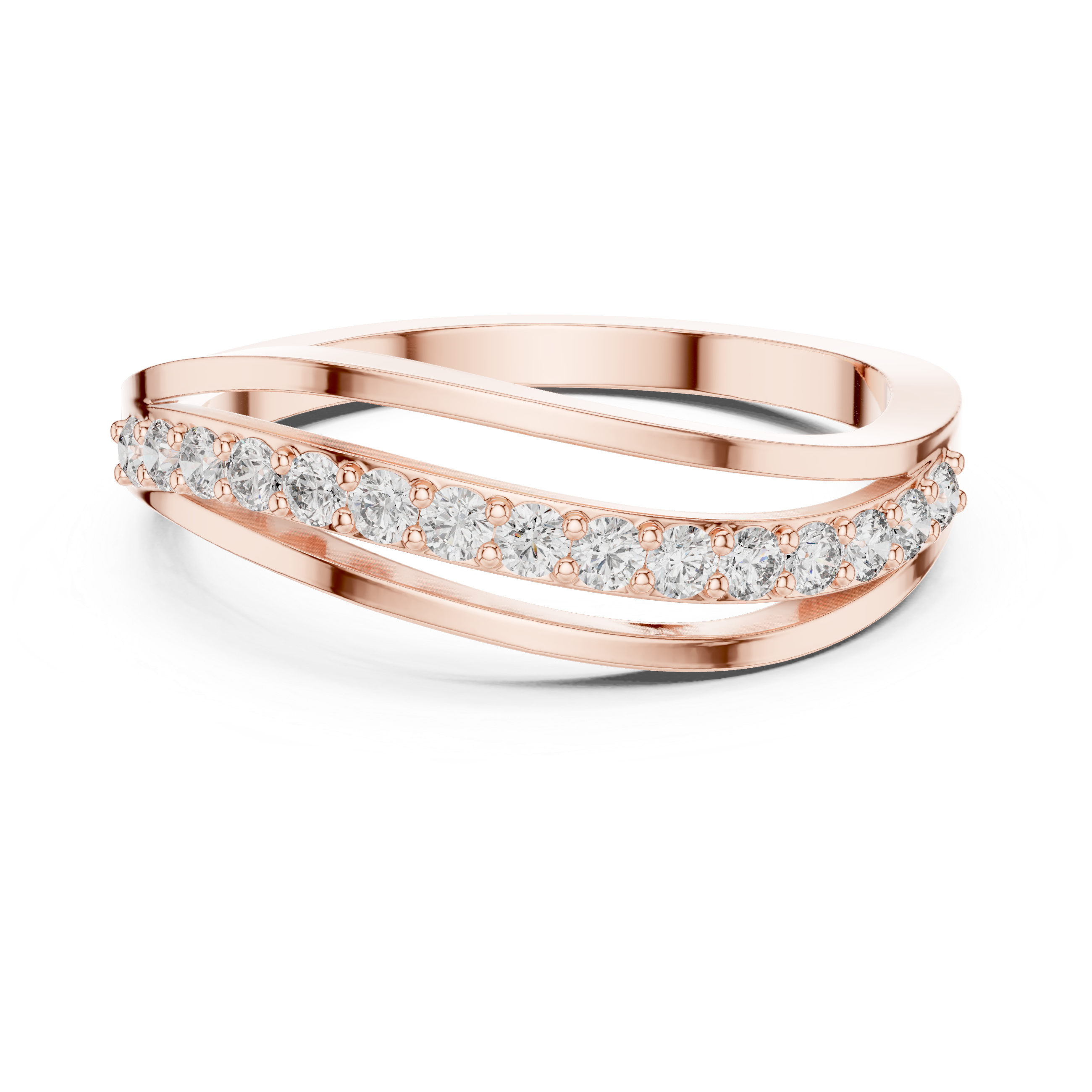Modern Wave Diamond Band Ring