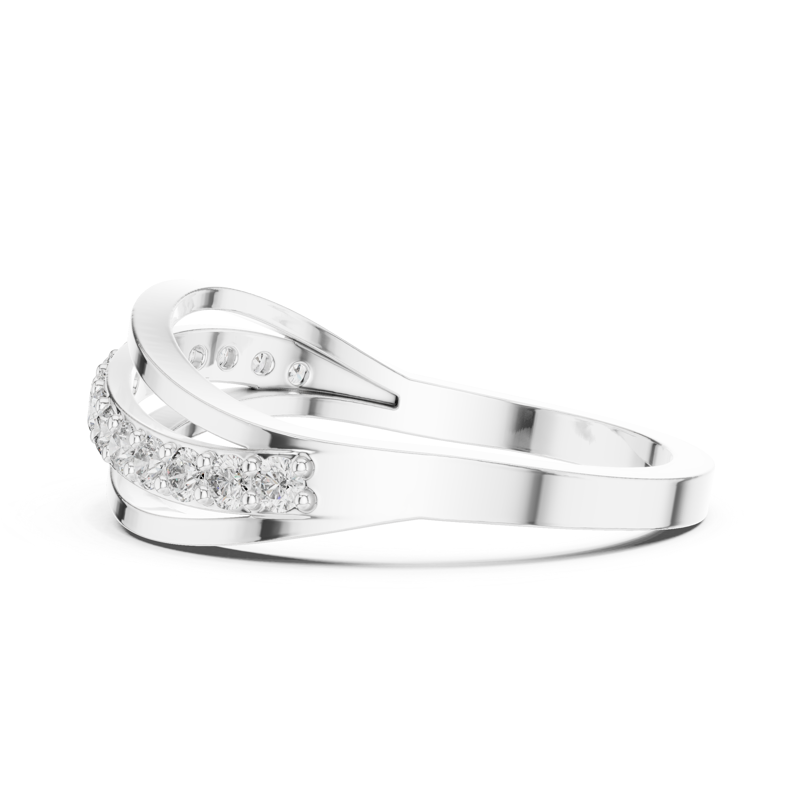 Modern Wave Diamond Band Ring