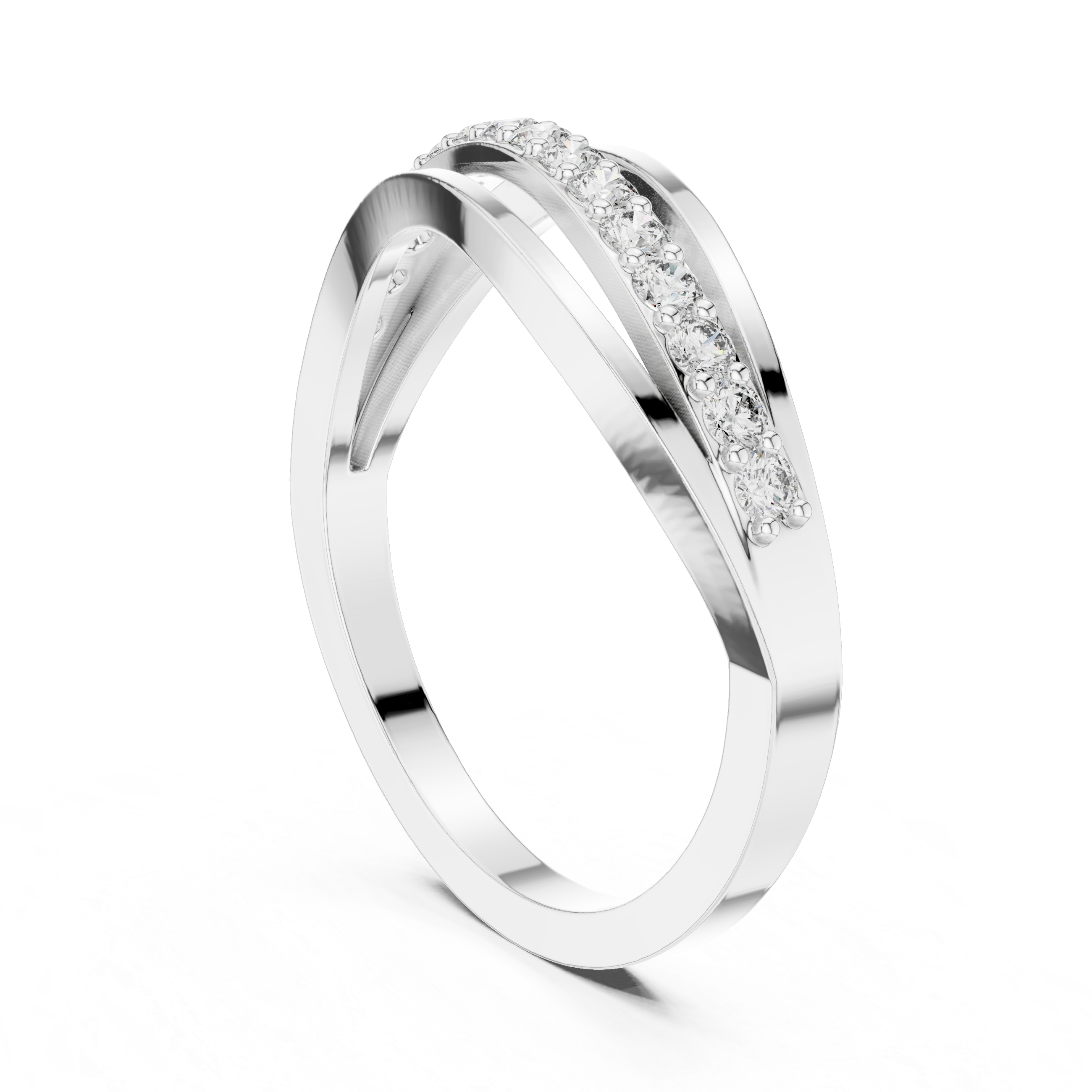 Modern Wave Diamond Band Ring