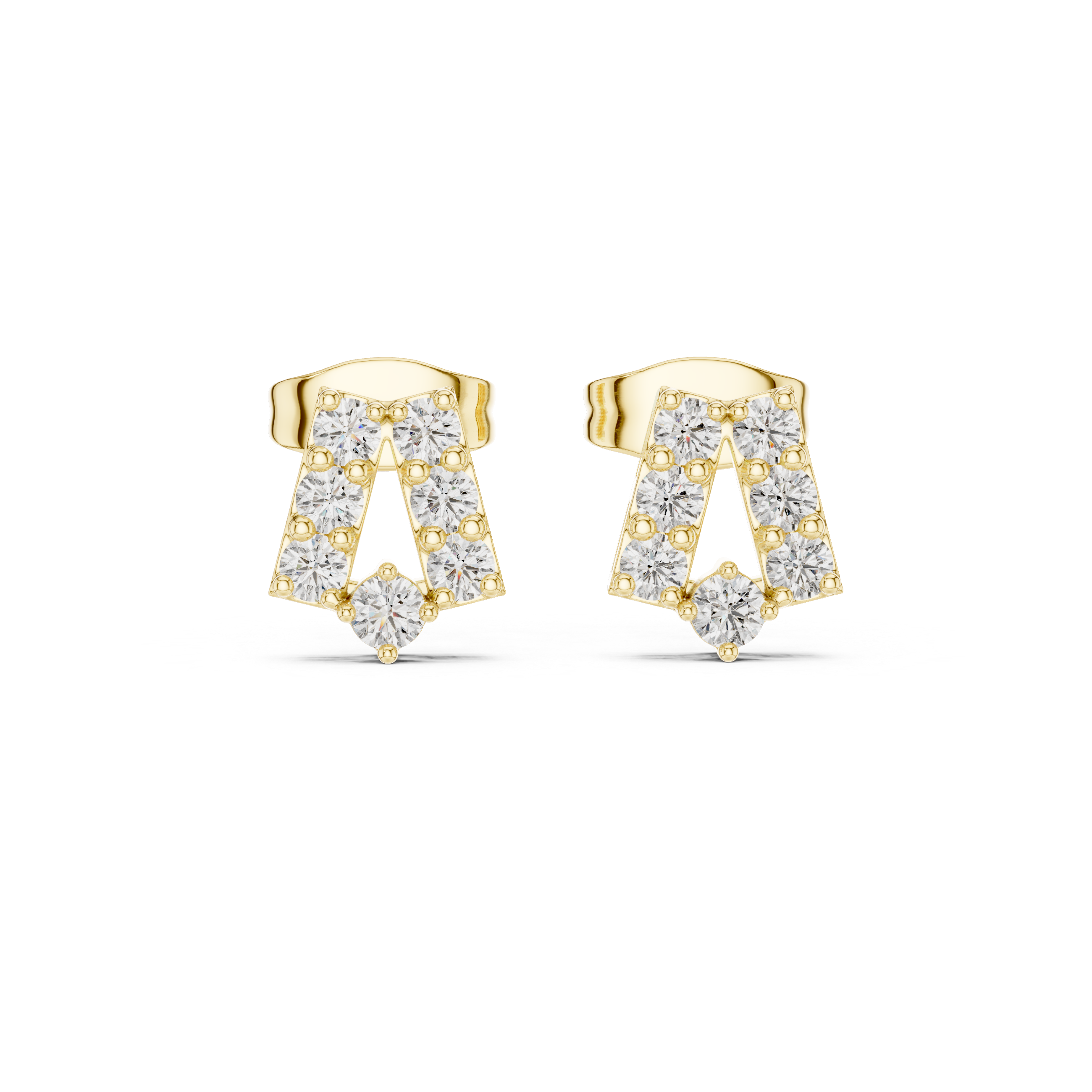 Modern Geometric Diamond Drop Stud Earrings – Minimal Open Frame Design