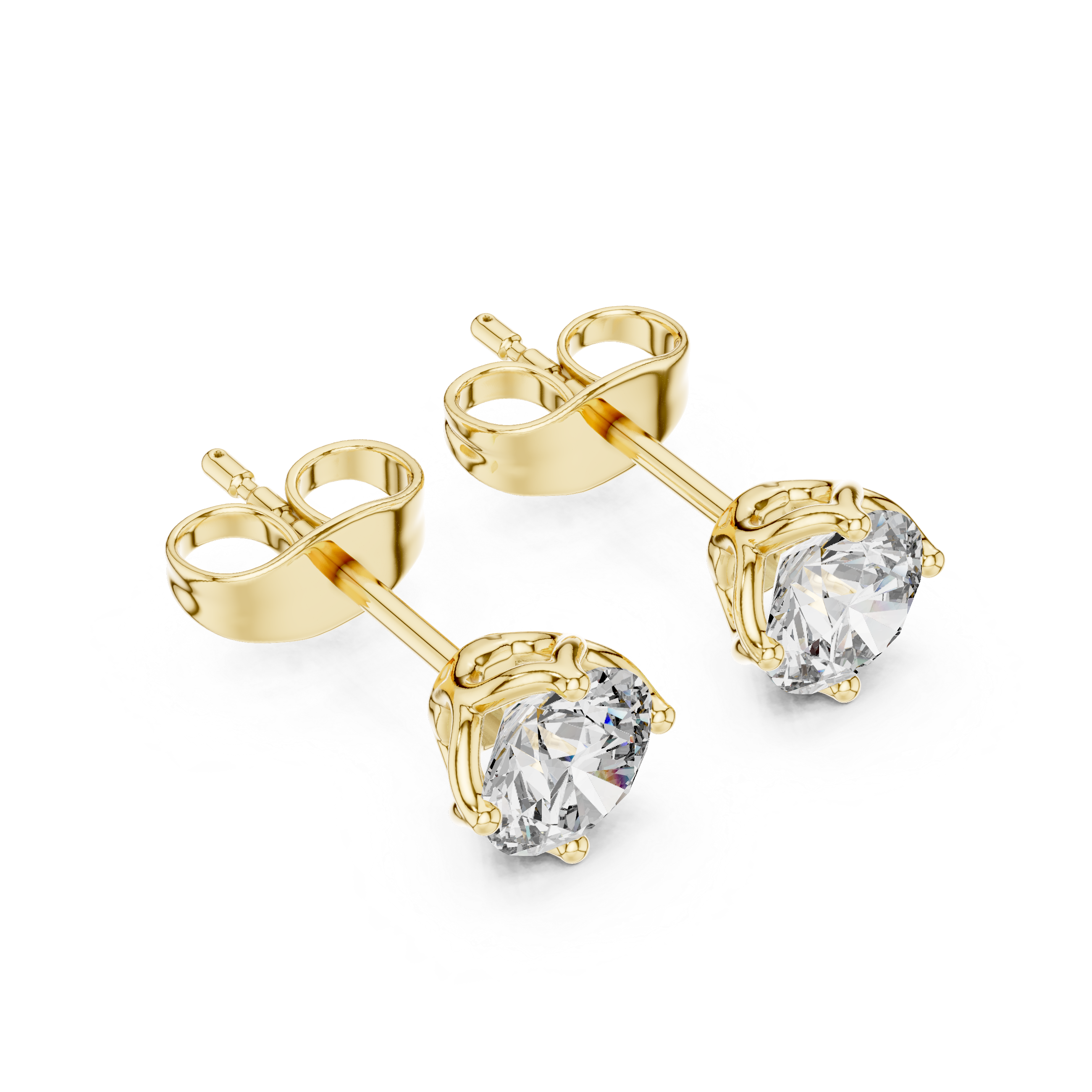 Elegant Round Solitaire Stud Earrings – Medium Size