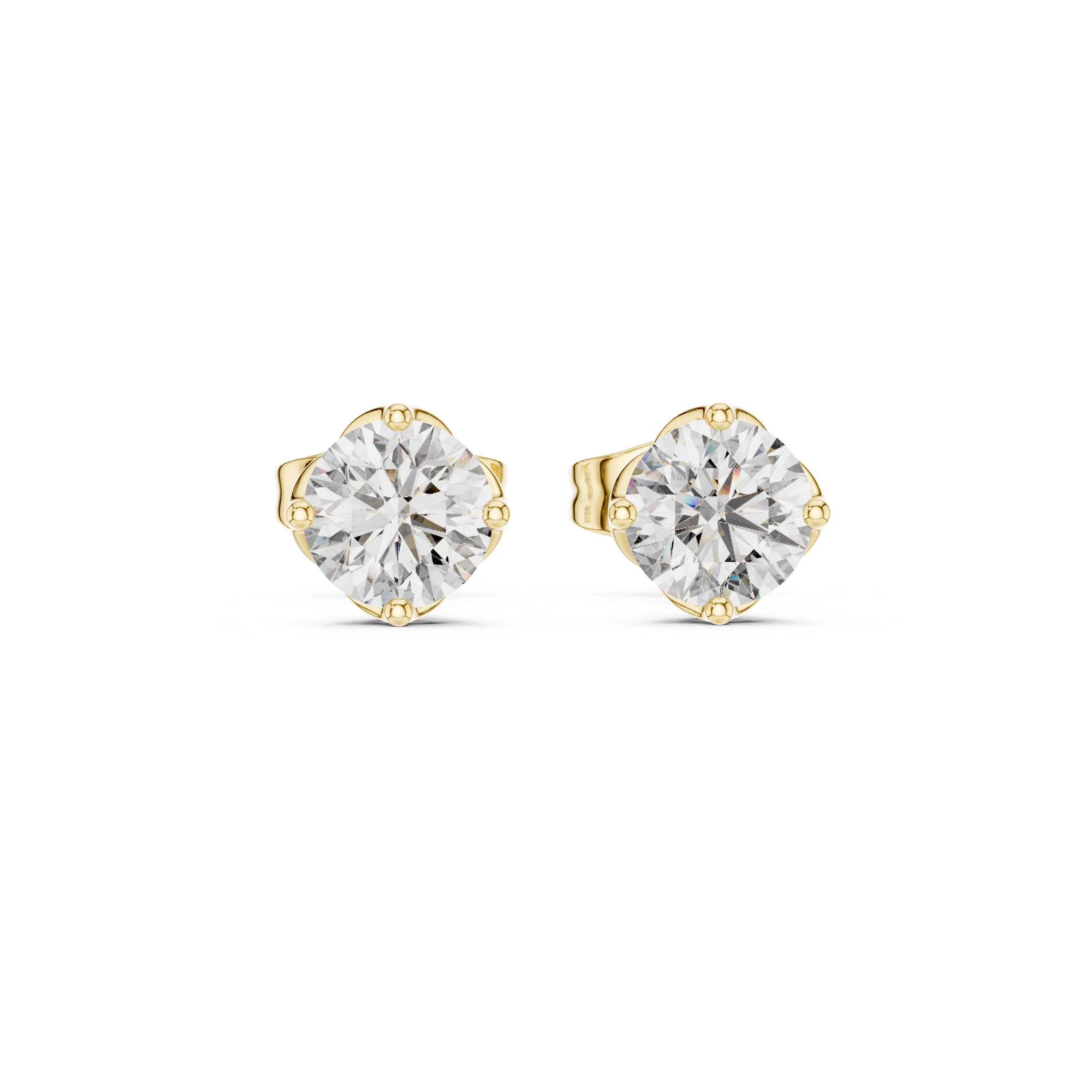 Elegant Round Solitaire Stud Earrings – Medium Size