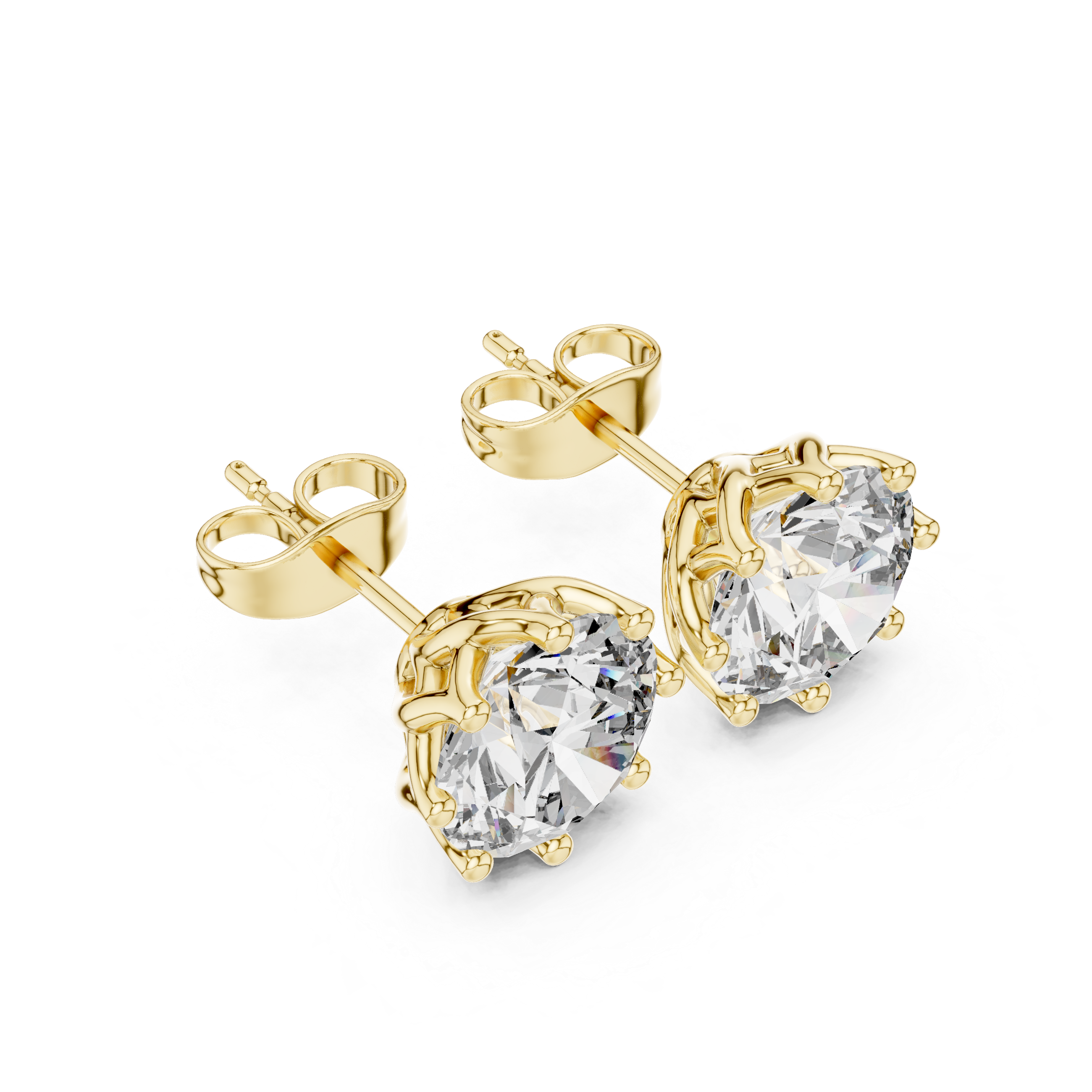 Premium Large Round Solitaire Stud Earrings