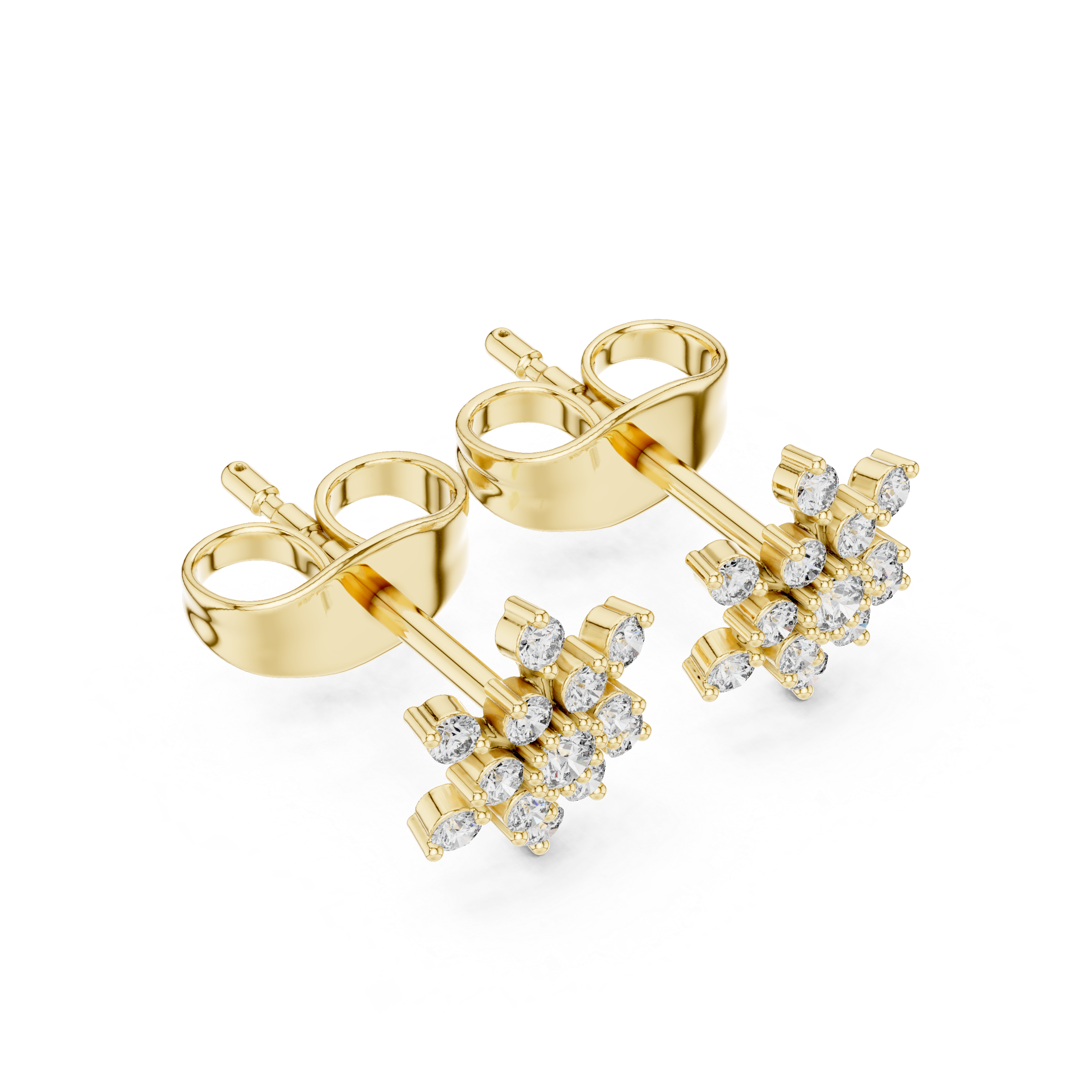Snowflake Diamond Cluster Stud Earrings