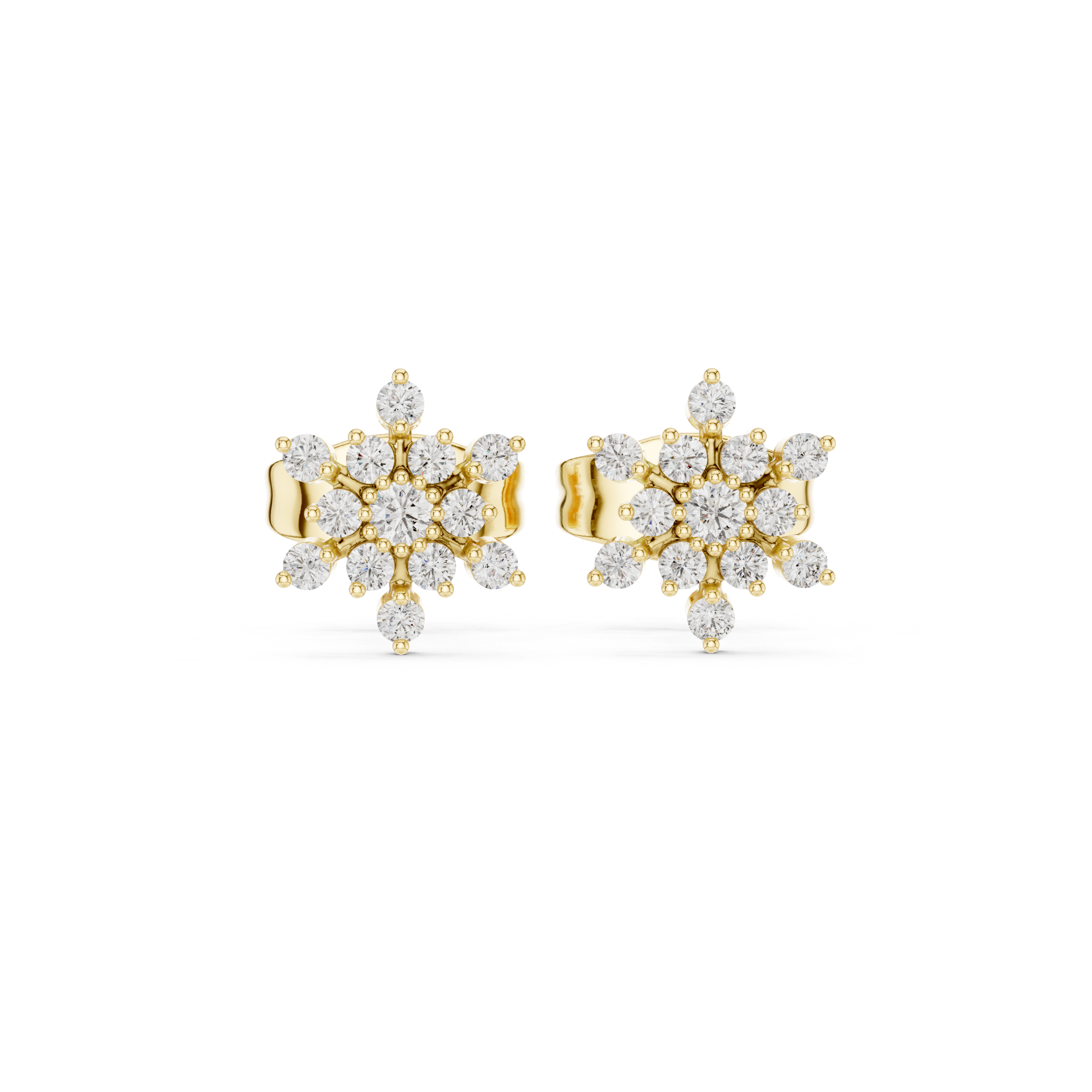 Snowflake Diamond Cluster Stud Earrings