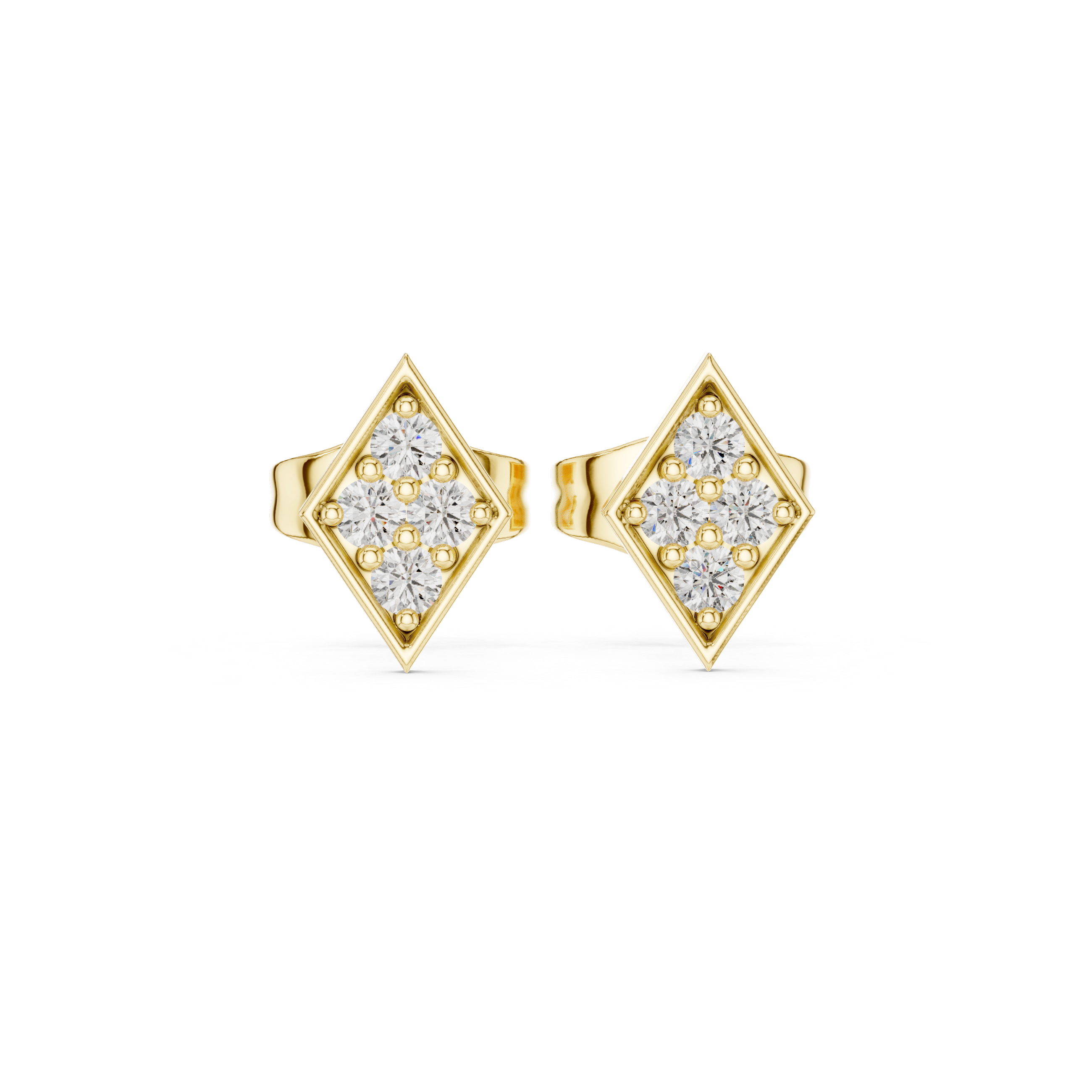 Diamond Shape Pavé Cluster Stud Earrings