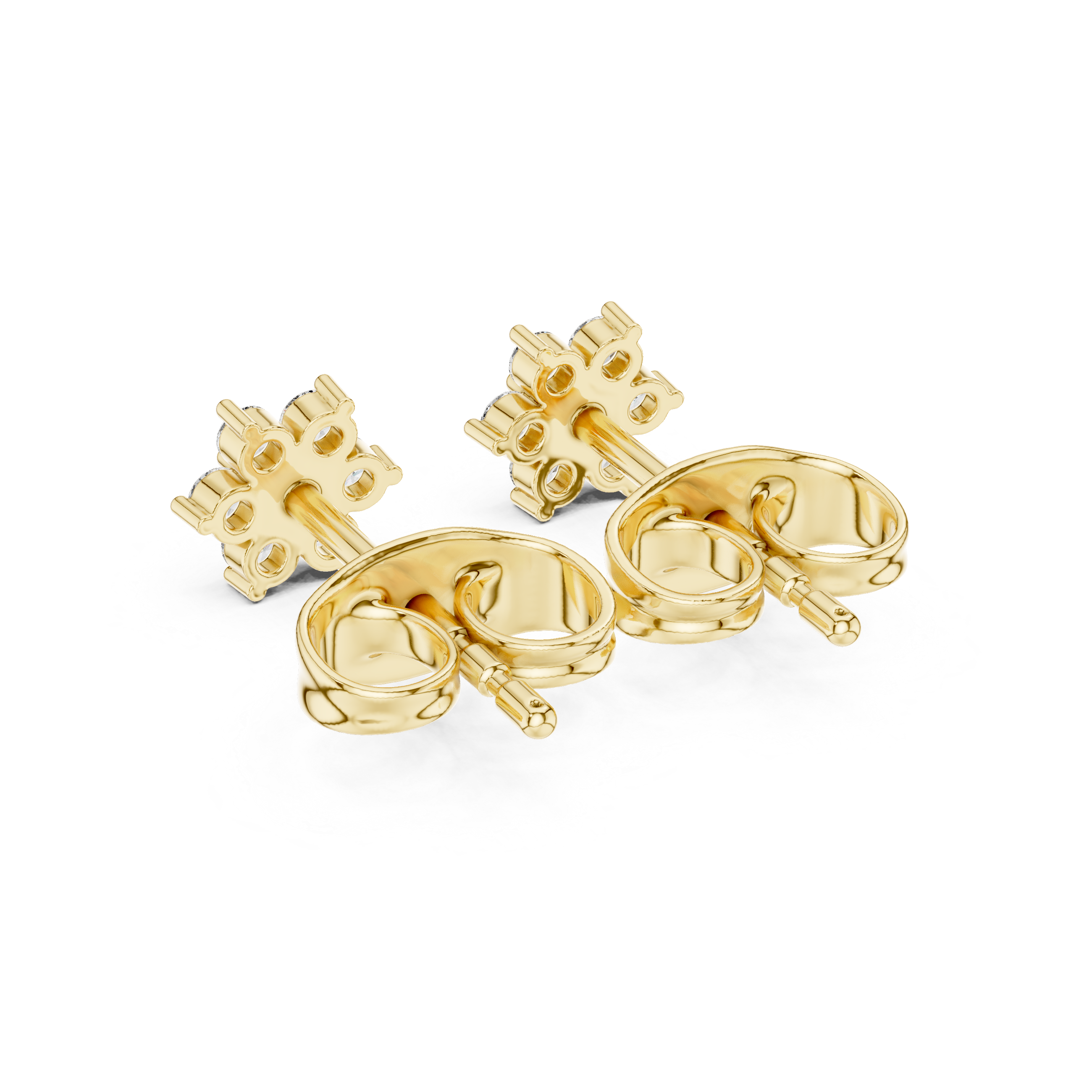 Round Diamond Flower Cluster Stud Earrings