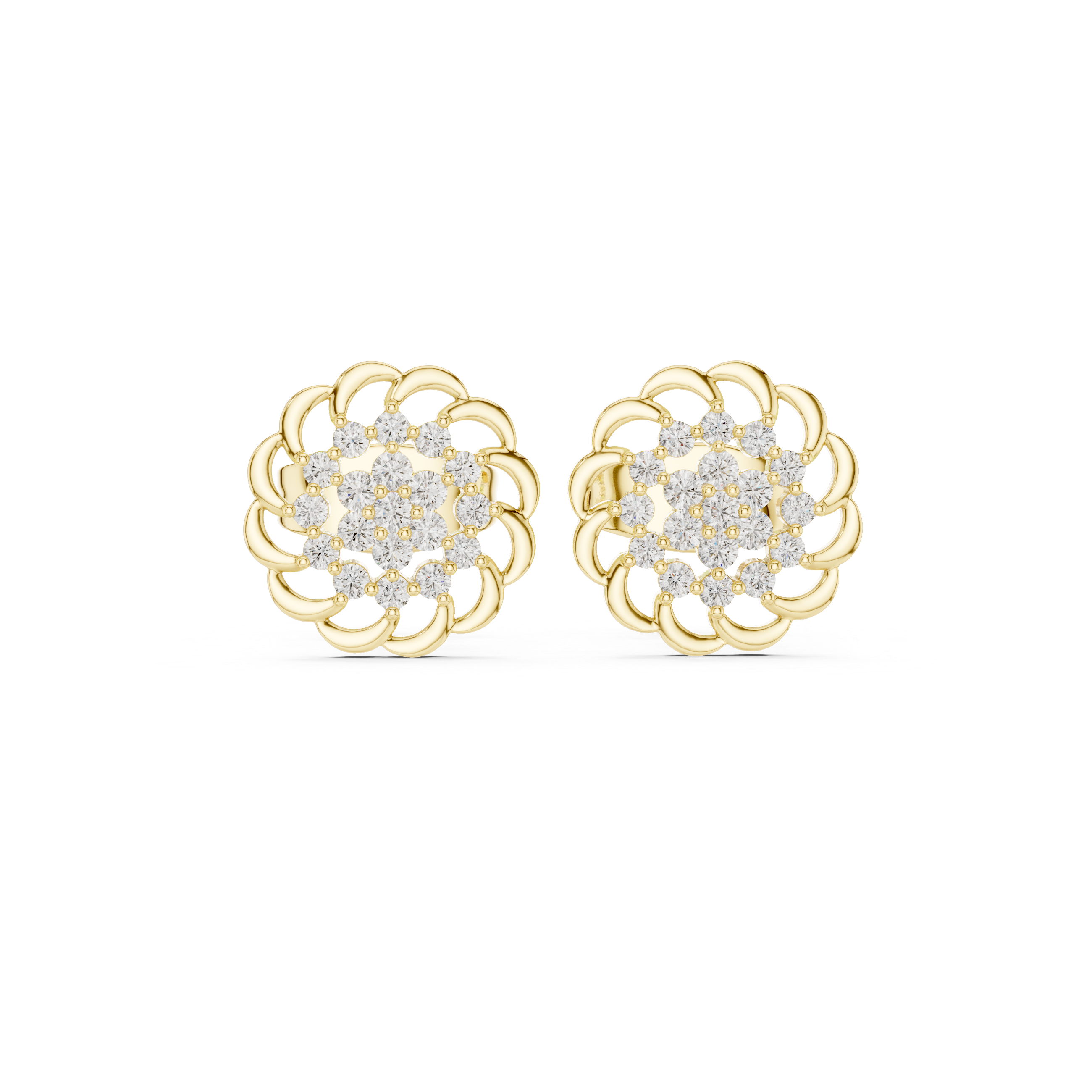 Diamond Floral Cluster Stud Earrings