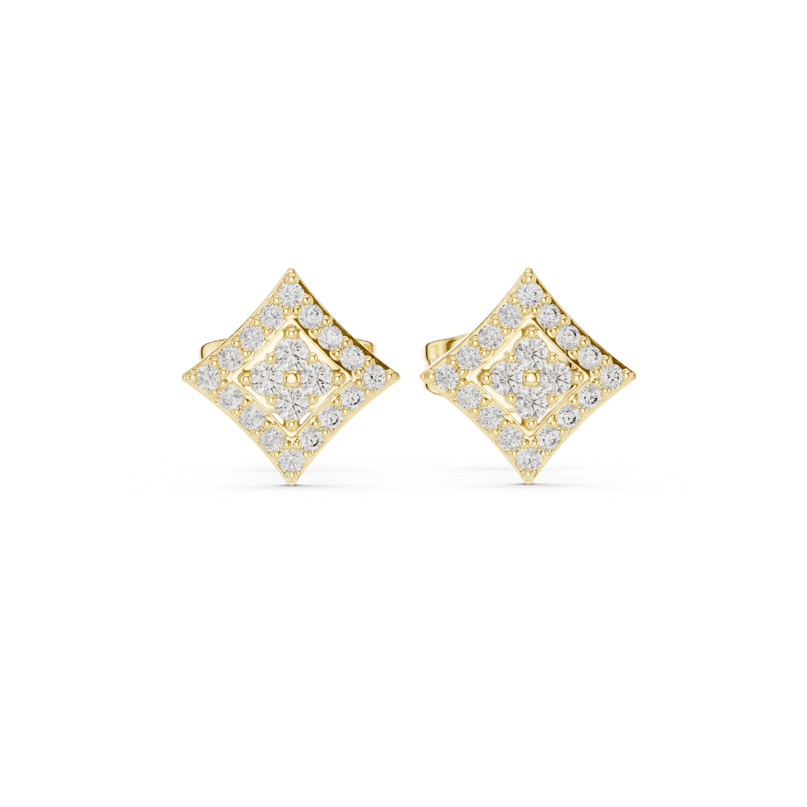 Diamond Geometric Halo Stud Earrings