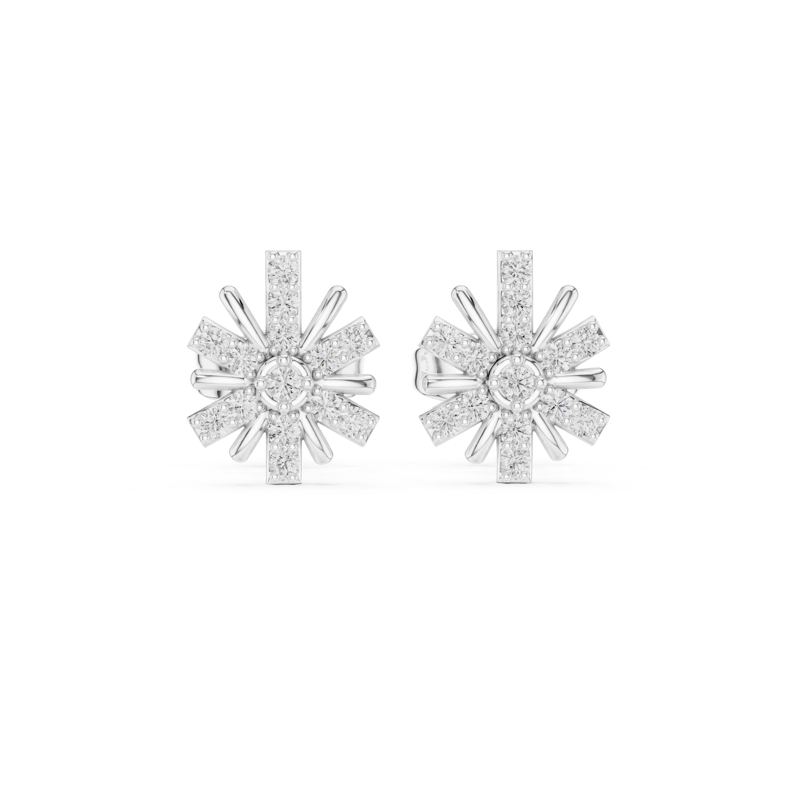 Diamond Sunburst Stud Earrings