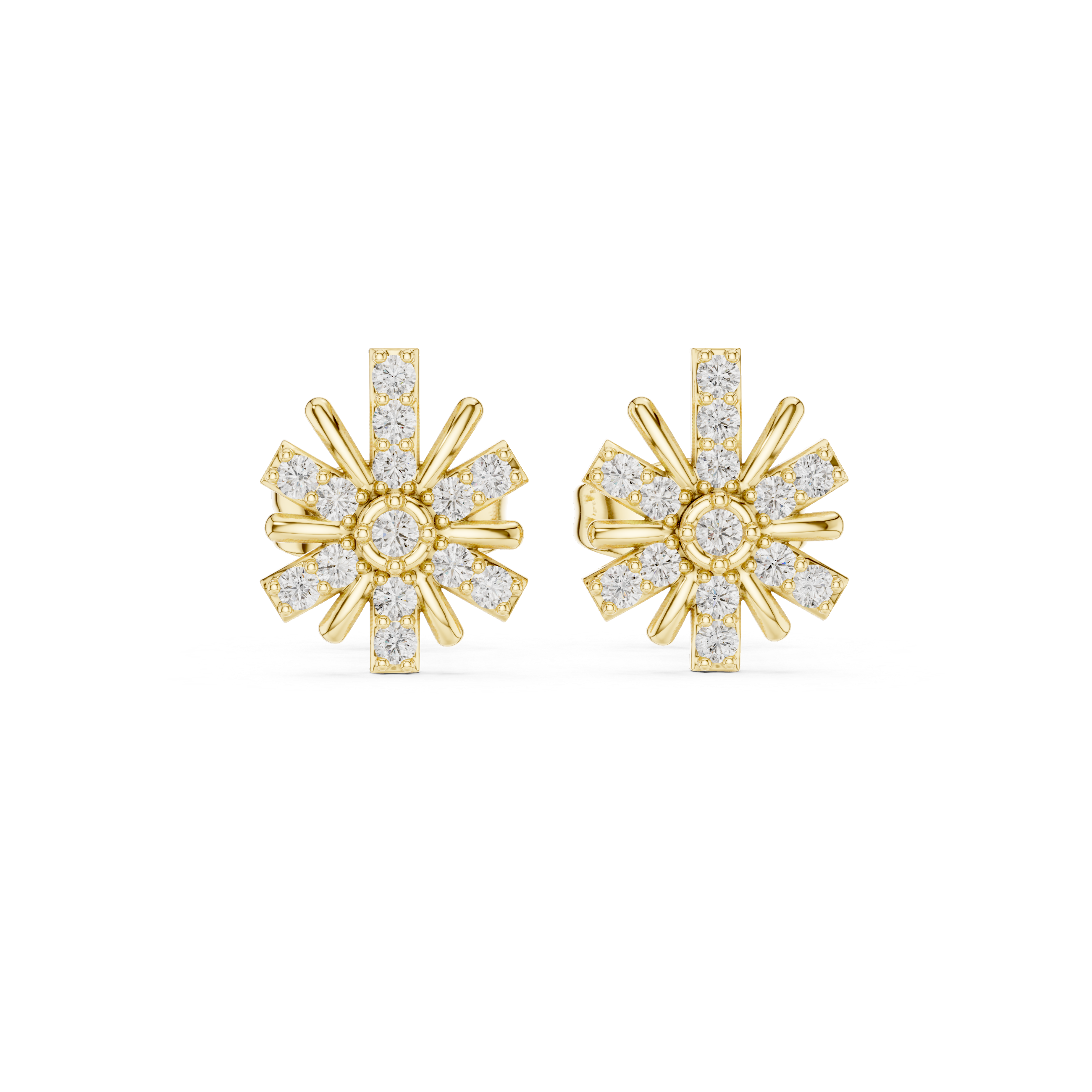 Diamond Sunburst Stud Earrings