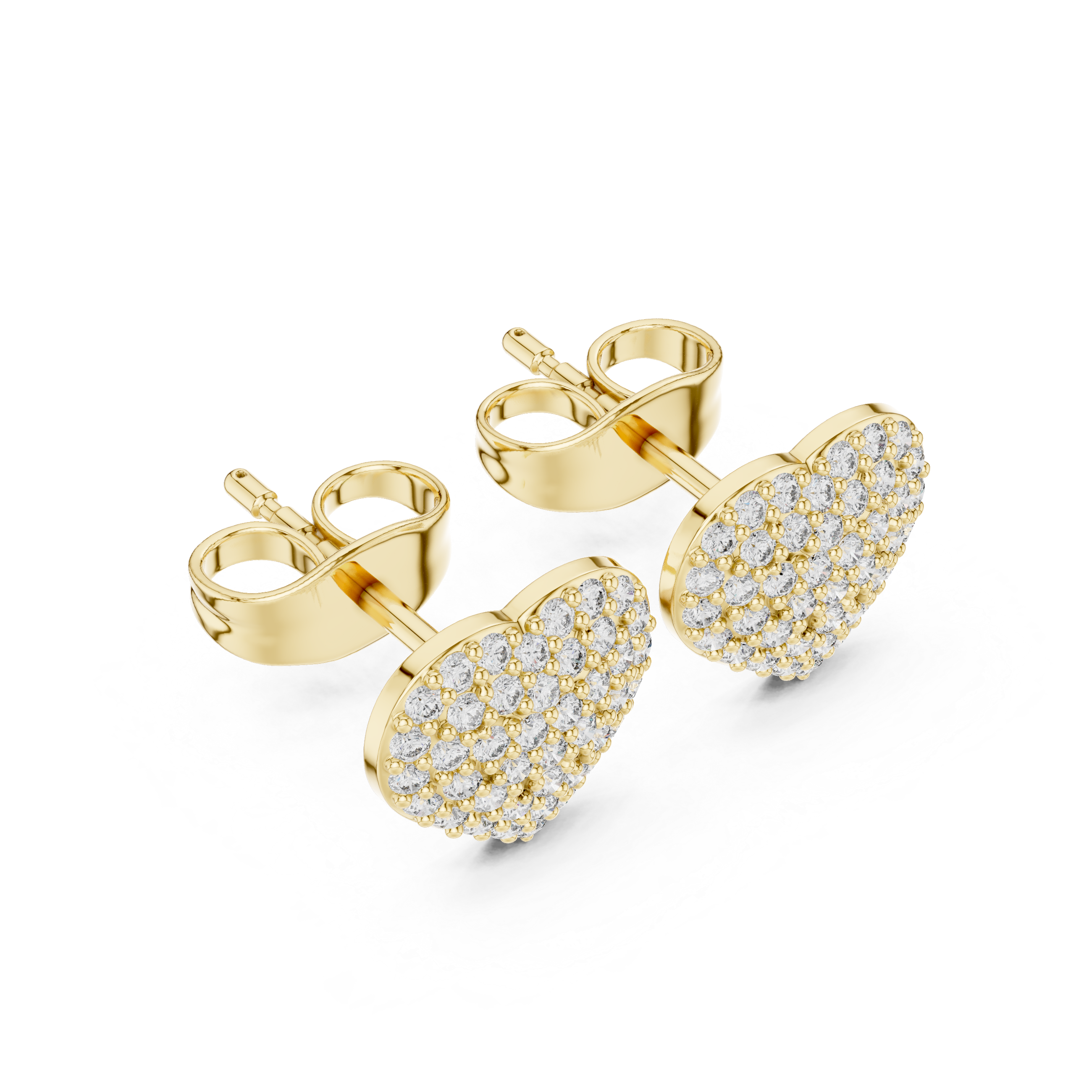 Pavé Heart Diamond Stud Earrings