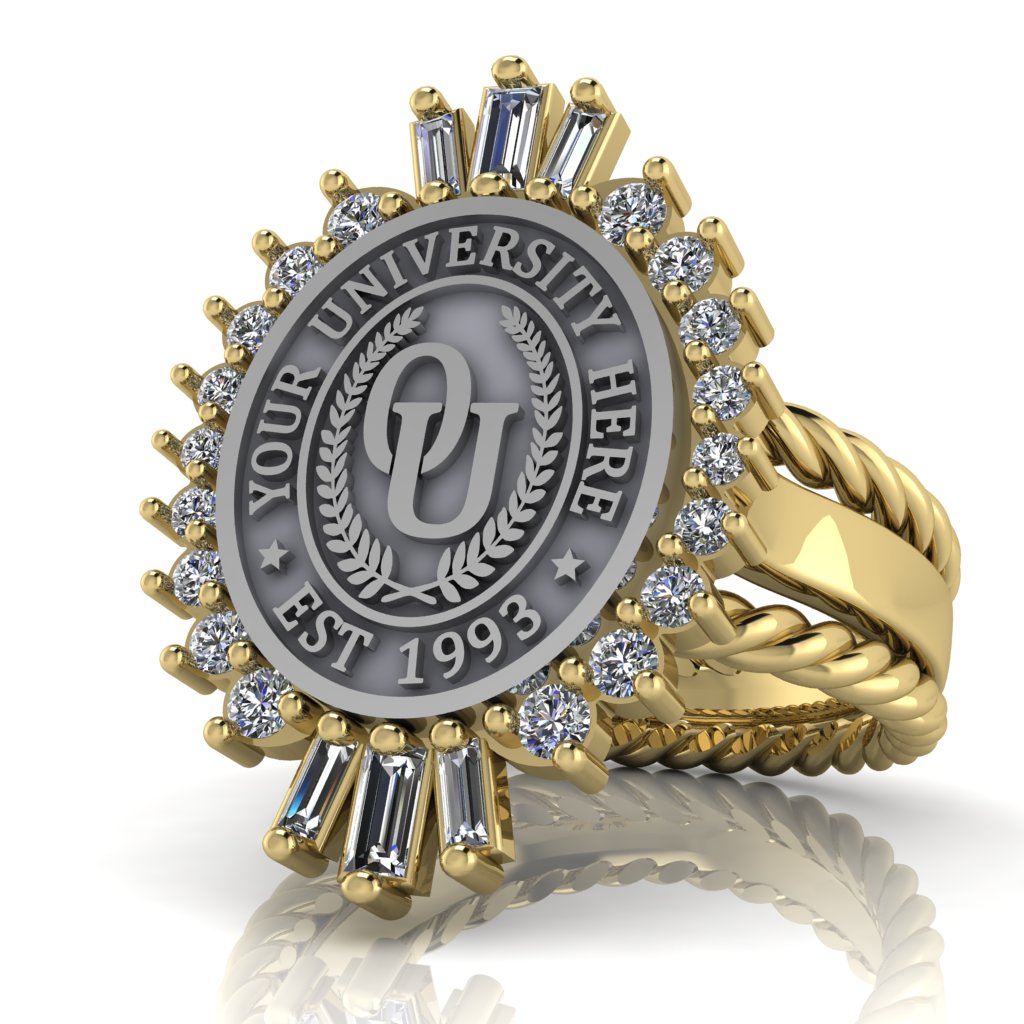 Seren Oval | Rope Edge Band Custom Collage Ring