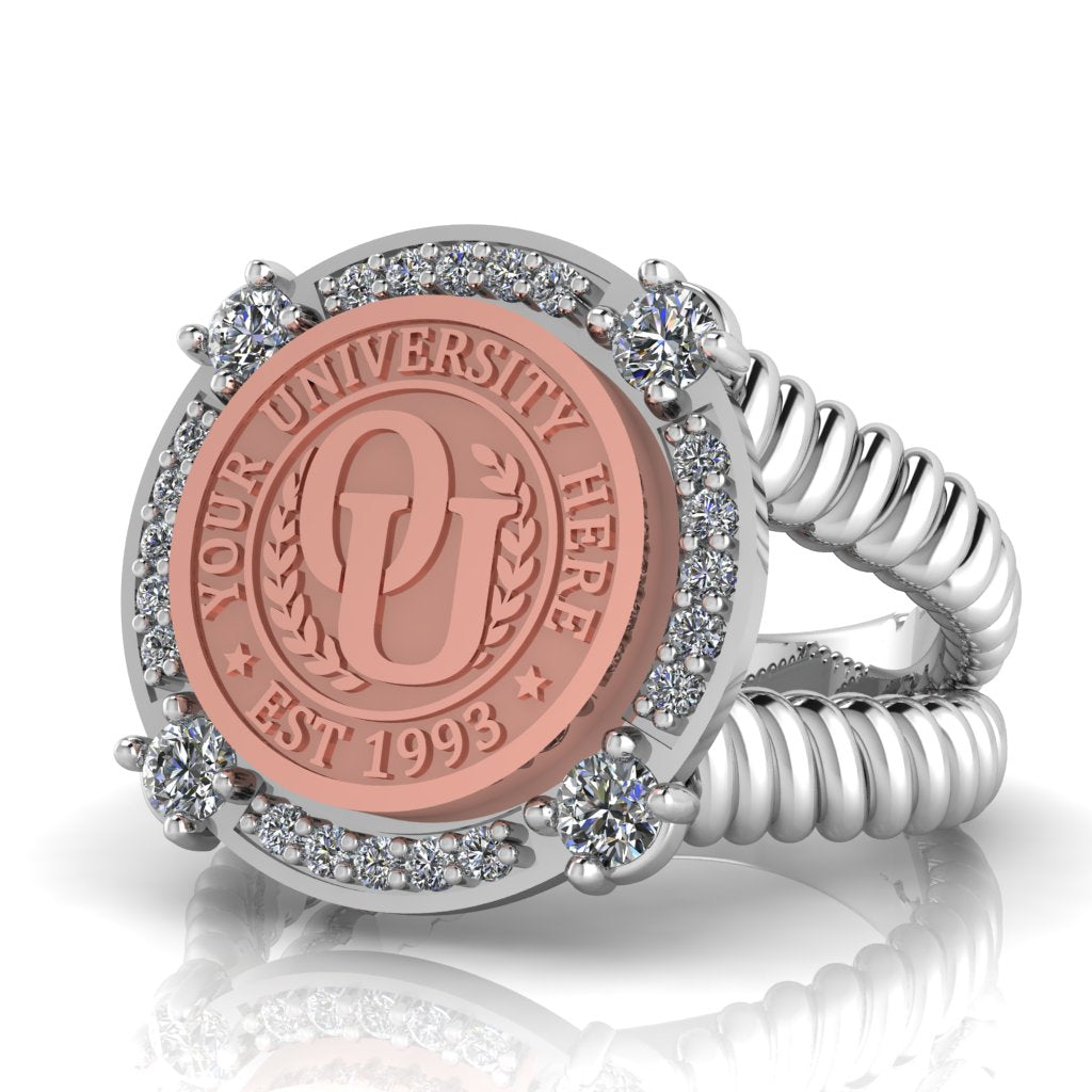 F-Sparkles | V-Rope Band Custom College Ring