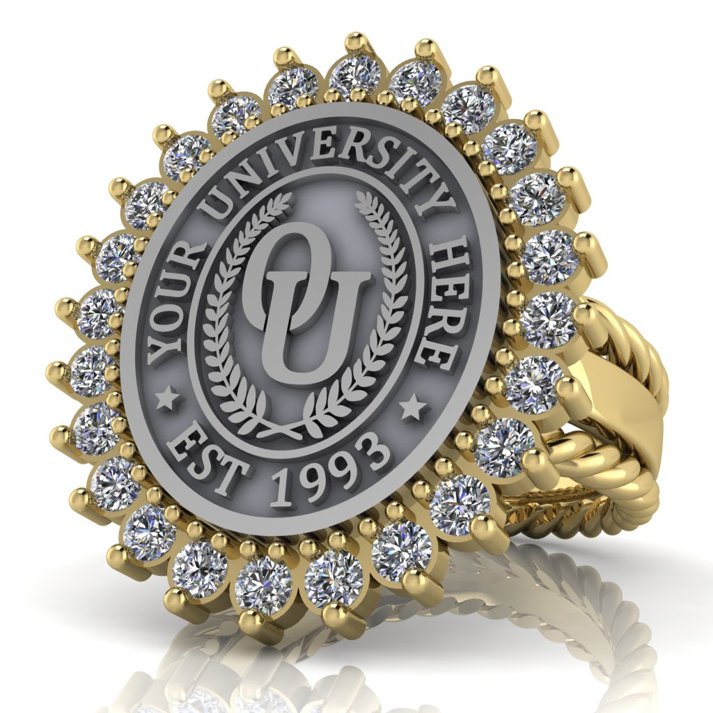 Serku Oval | Rope Edge Band Custom Collage Ring