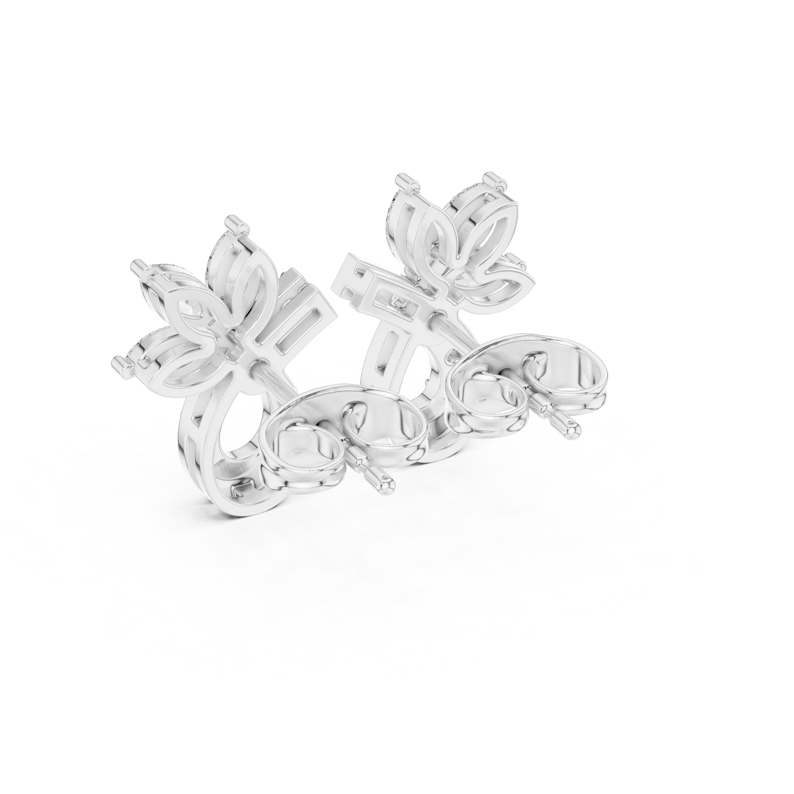 Marquise Diamond Floral Drop Earrings in Gold