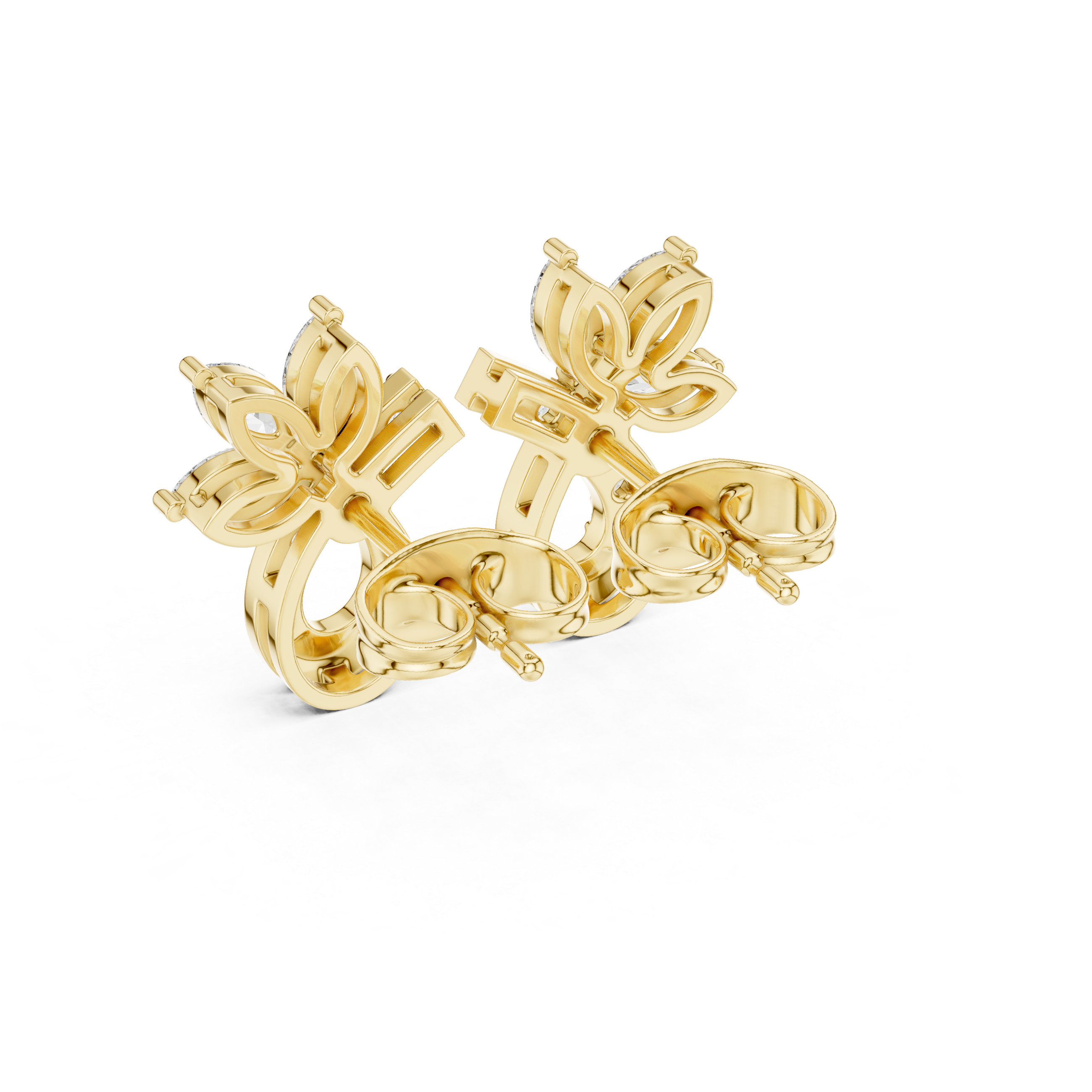 Marquise Diamond Floral Drop Earrings in Gold
