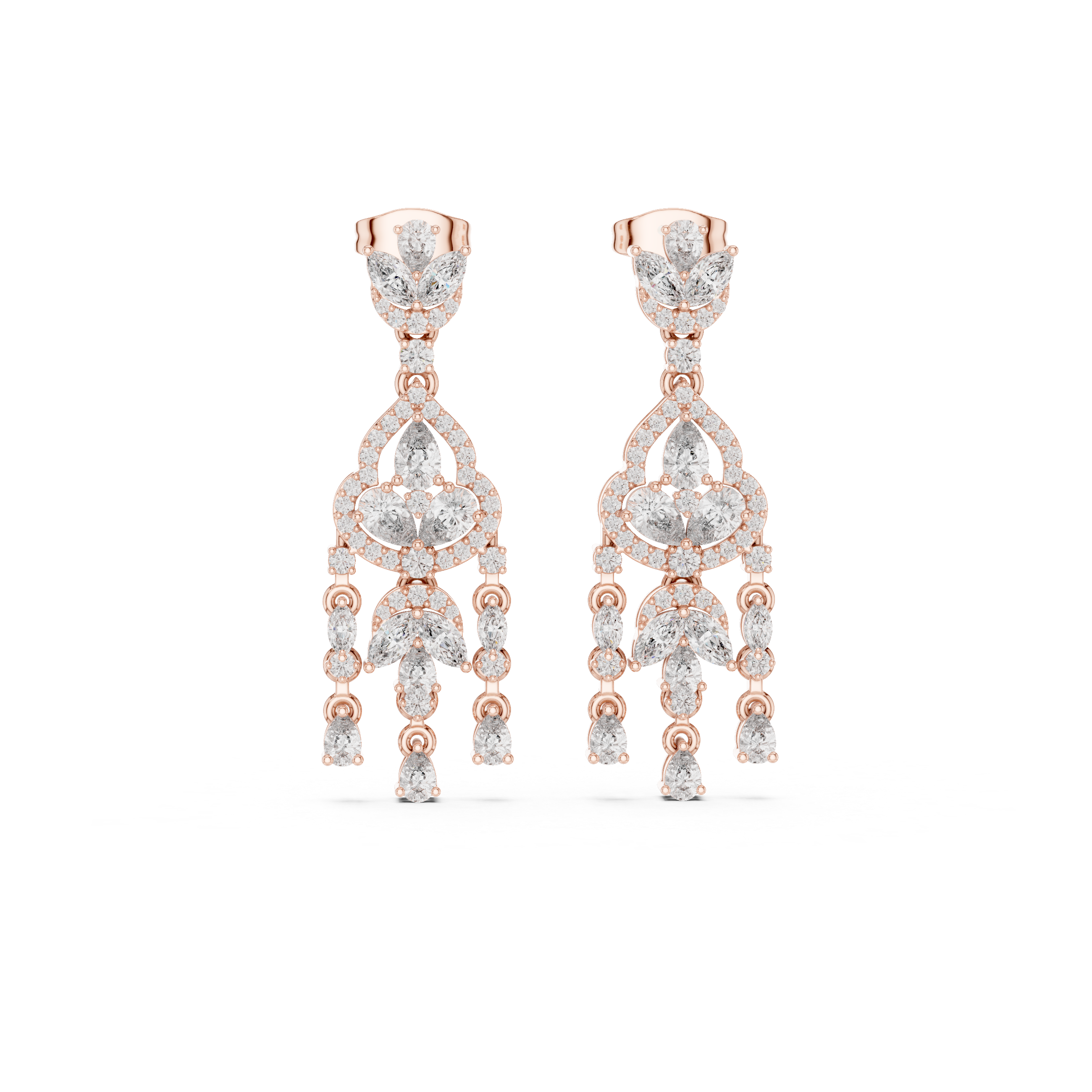 Luxury Chandelier Diamond Earrings – Multi Shape Statement Drop Design