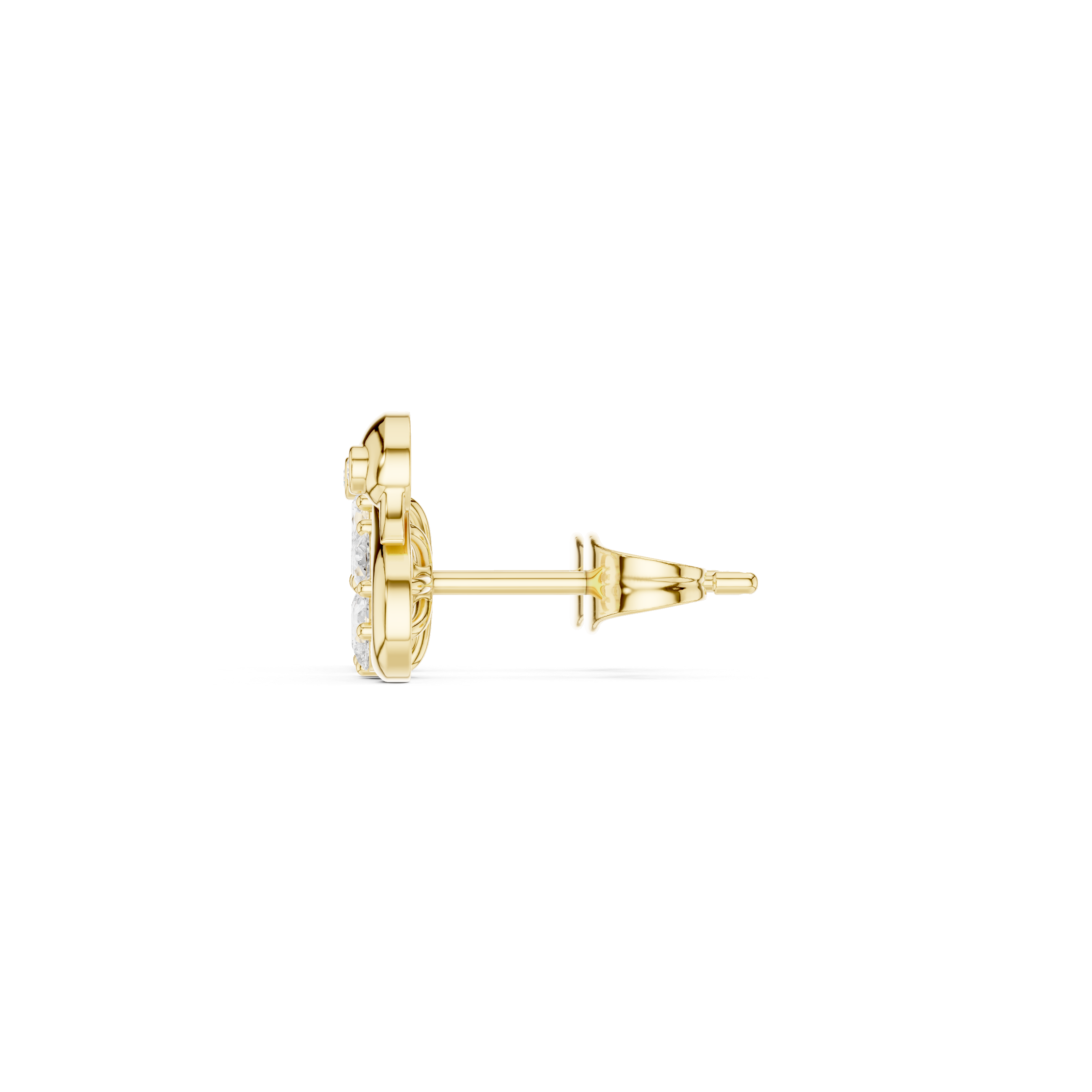Swan Motif Diamond Flower Stud Earrings