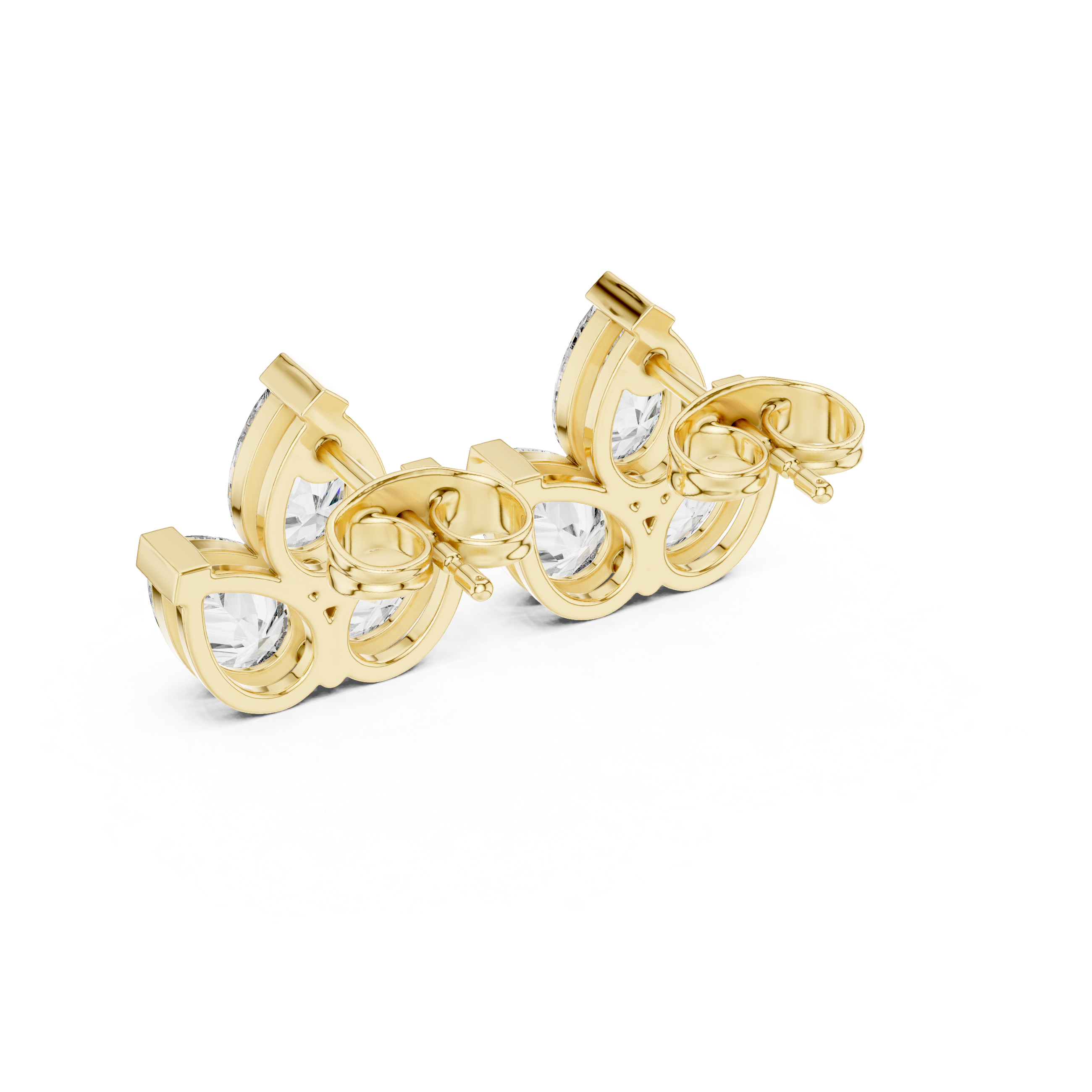Trio Pear Cut Diamond Stud Earrings – Minimal Floral Cluster