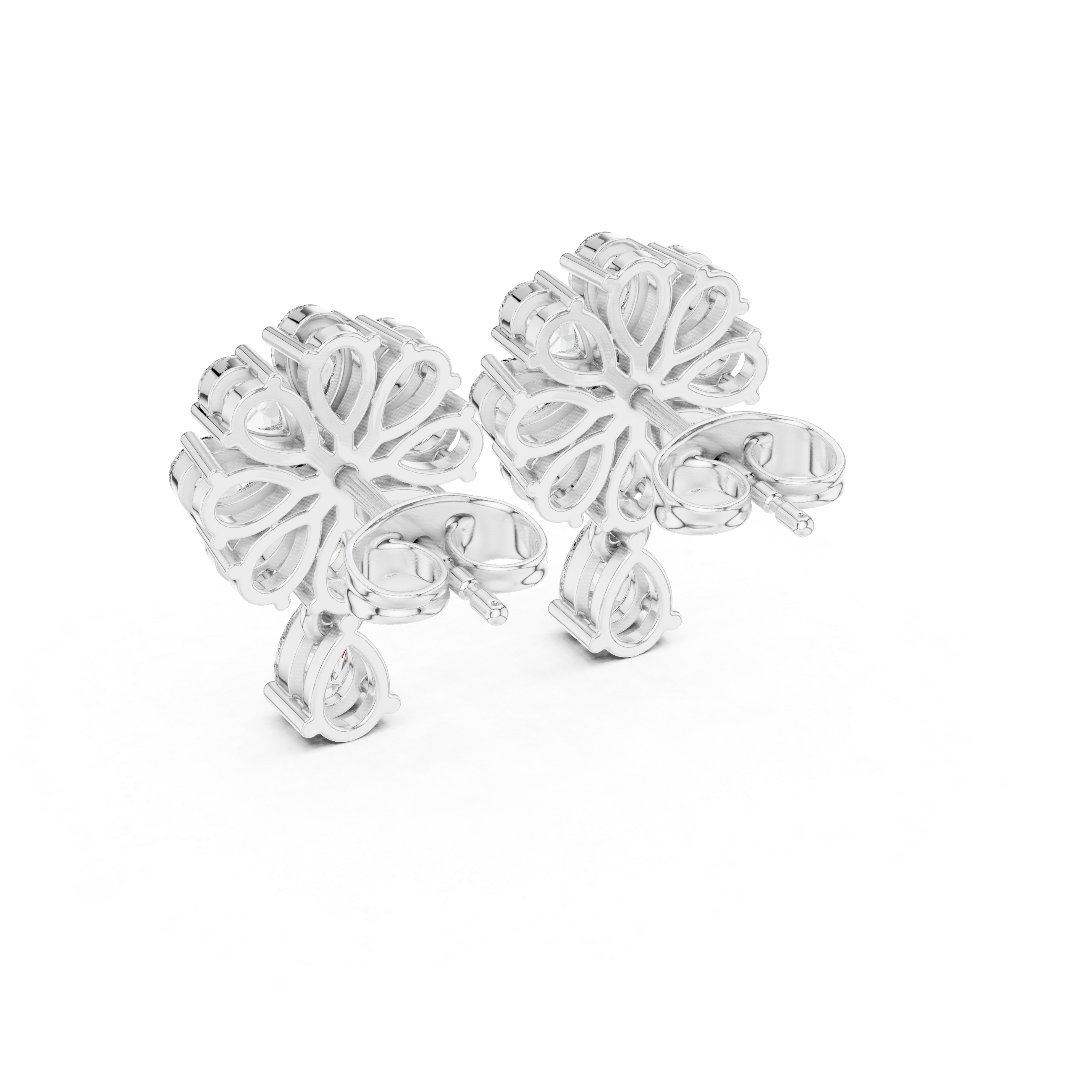 Floral Cluster Drop Diamond Earrings in Gold
