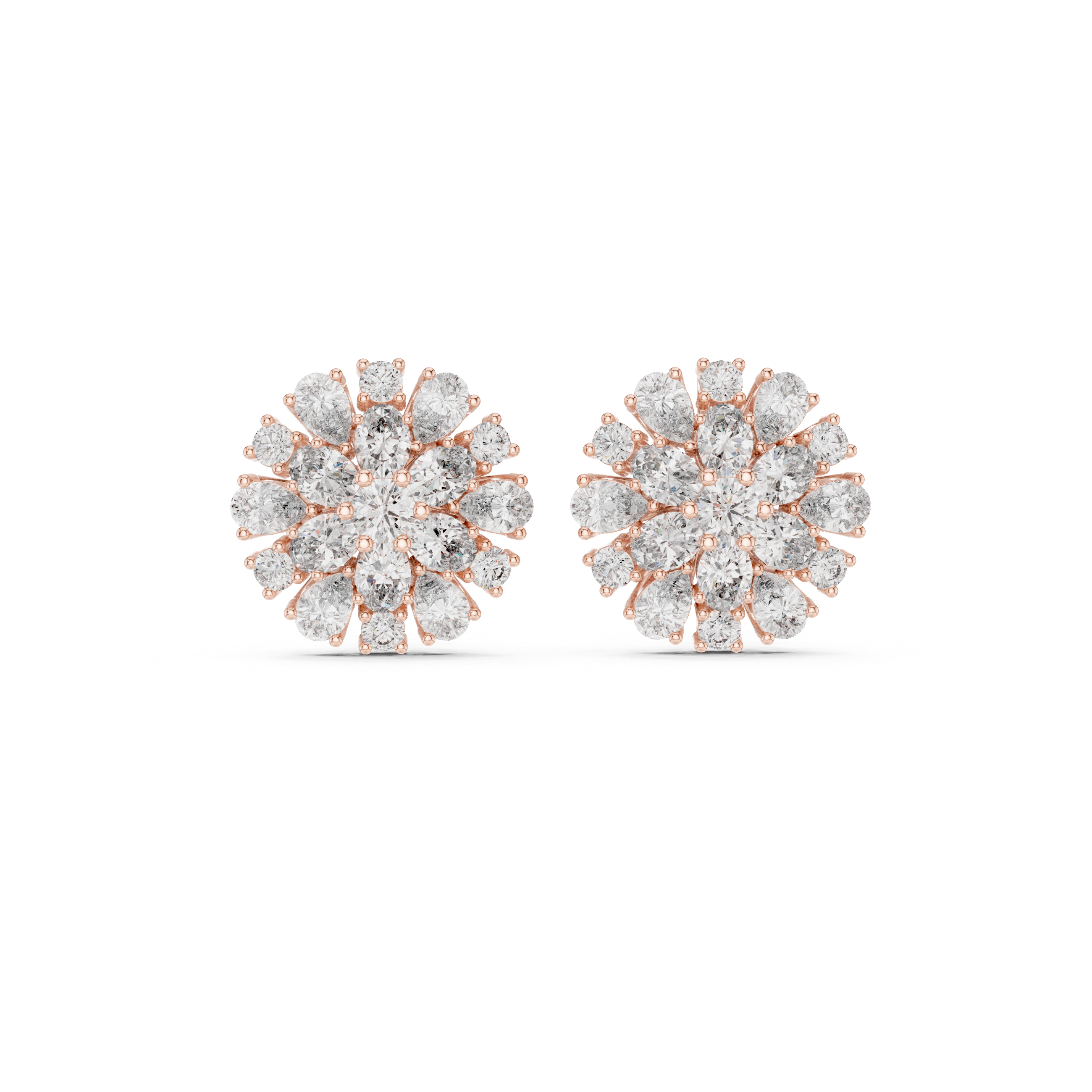 Radiant Floral Cluster Diamond Stud Earrings