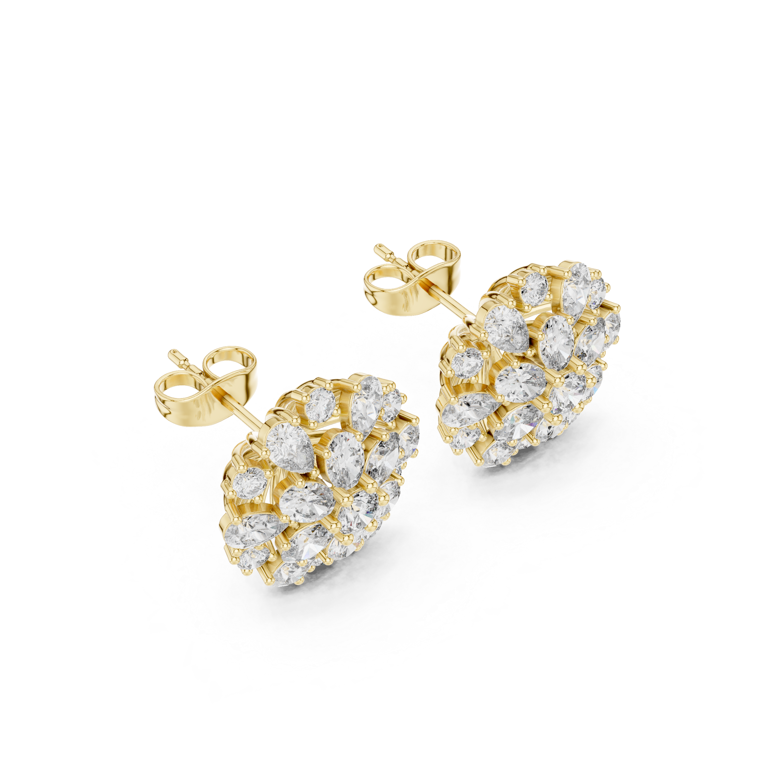 Radiant Floral Cluster Diamond Stud Earrings