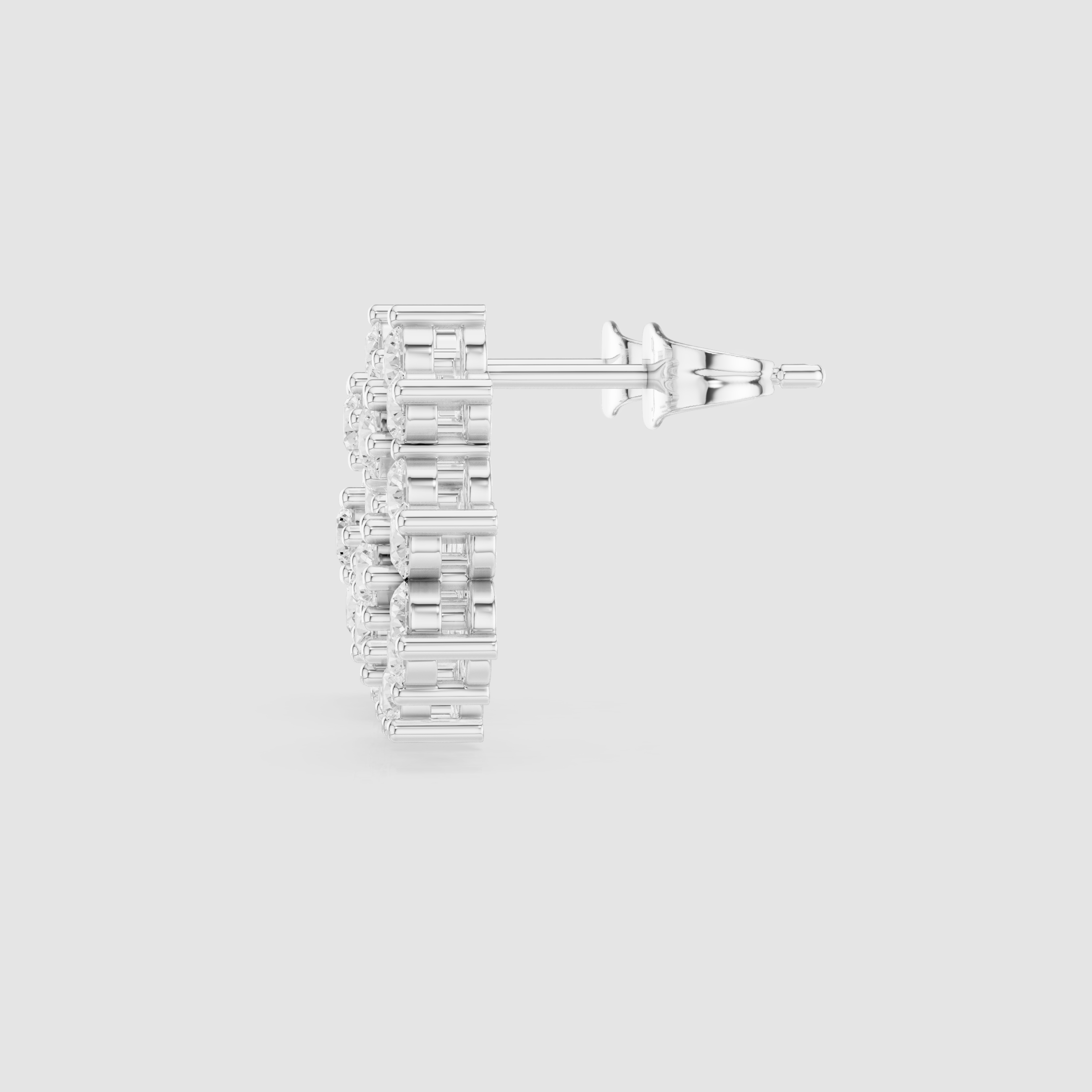 Cluster Diamond Floral Drop Stud Earrings