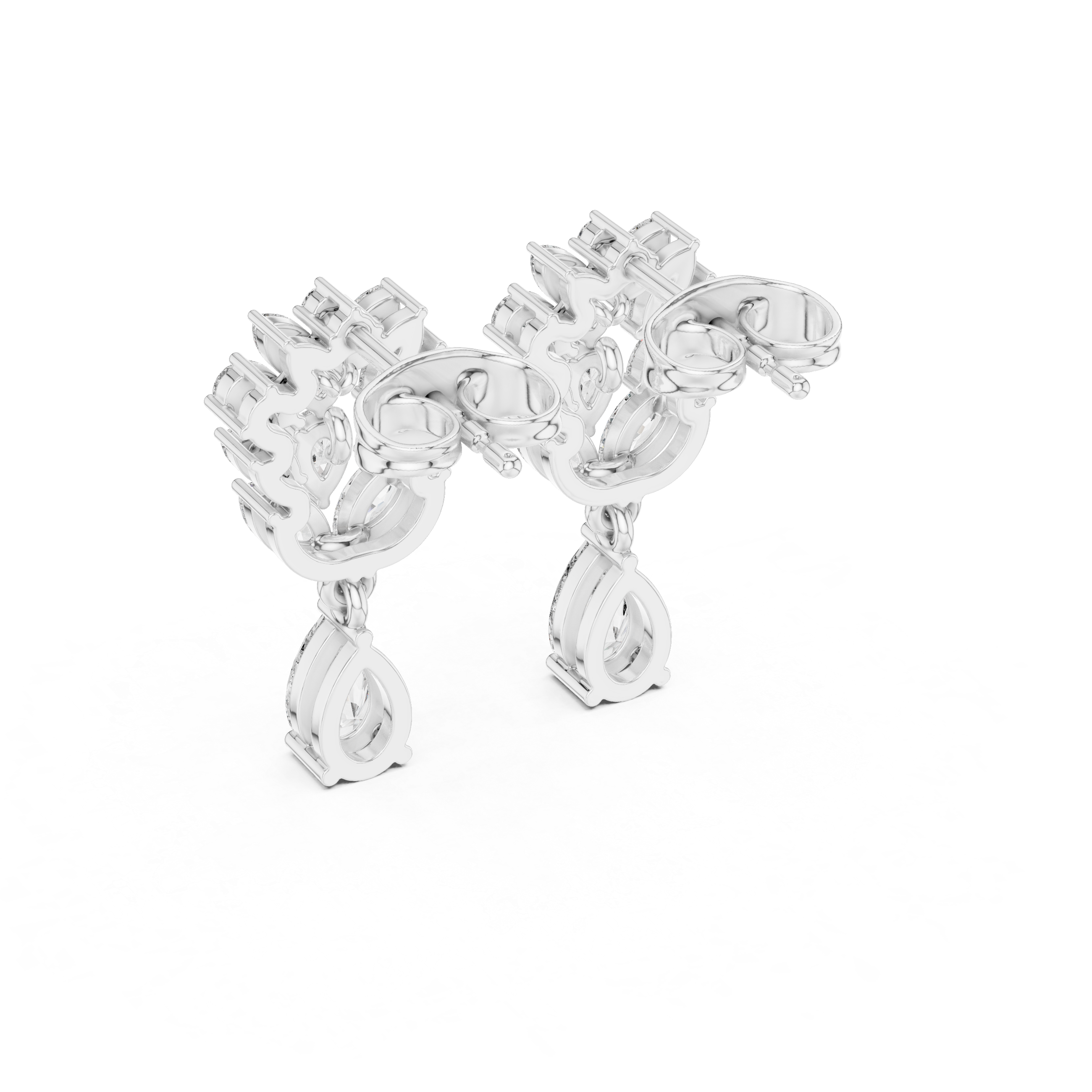 Marquise & Pear Cut Diamond Drop Earrings – Floral Cluster Design