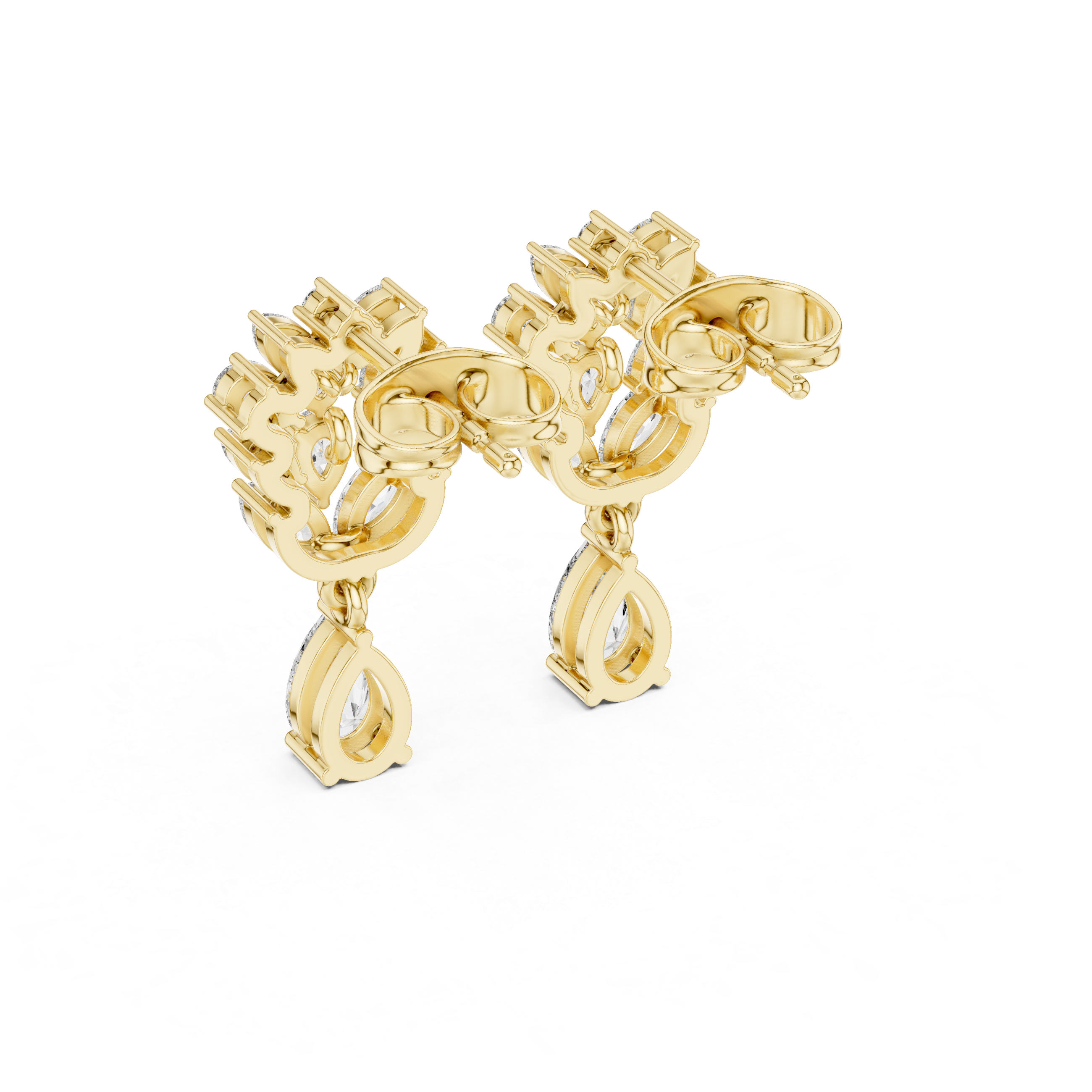 Marquise & Pear Cut Diamond Drop Earrings – Floral Cluster Design