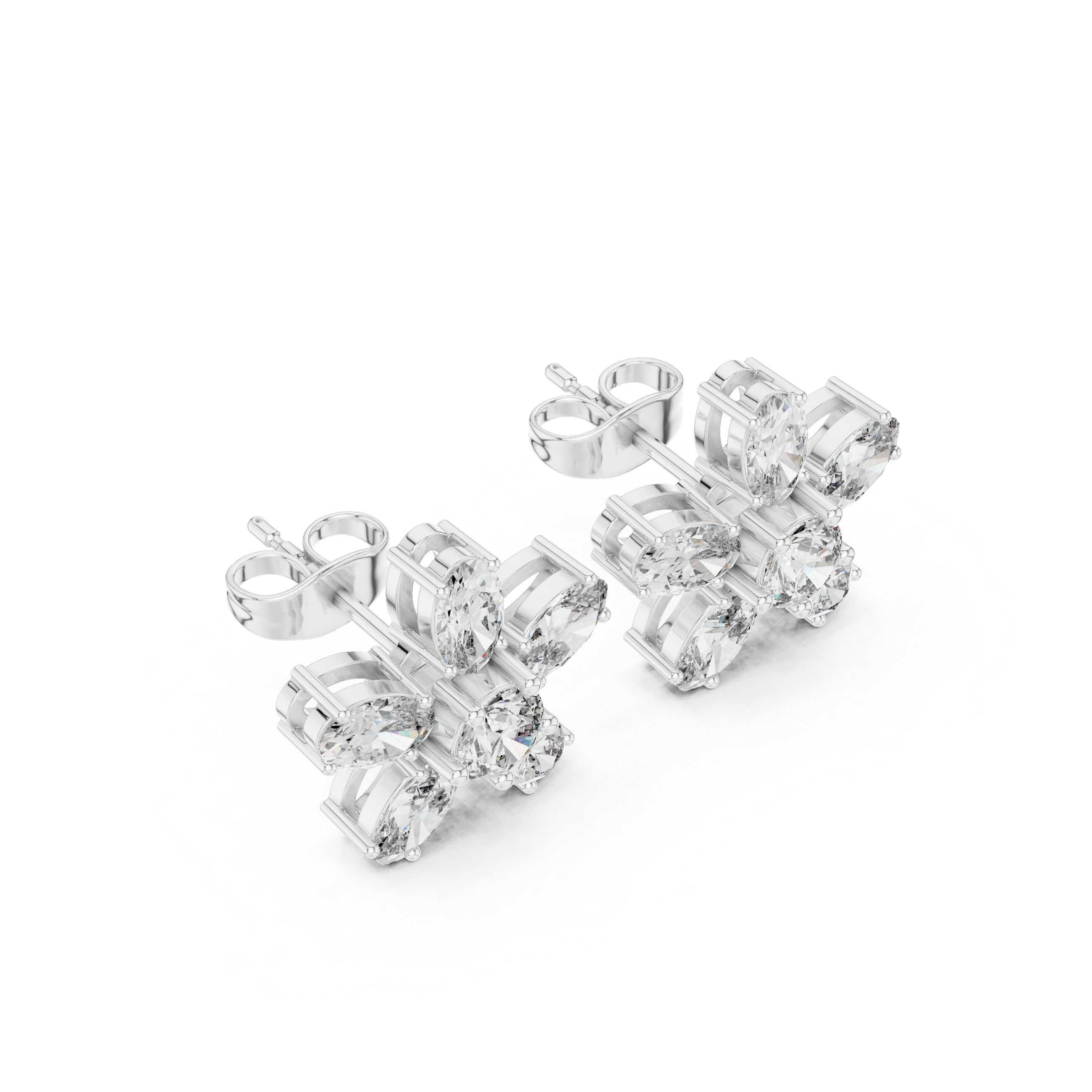 Classic Floral Cluster Diamond Stud Earrings