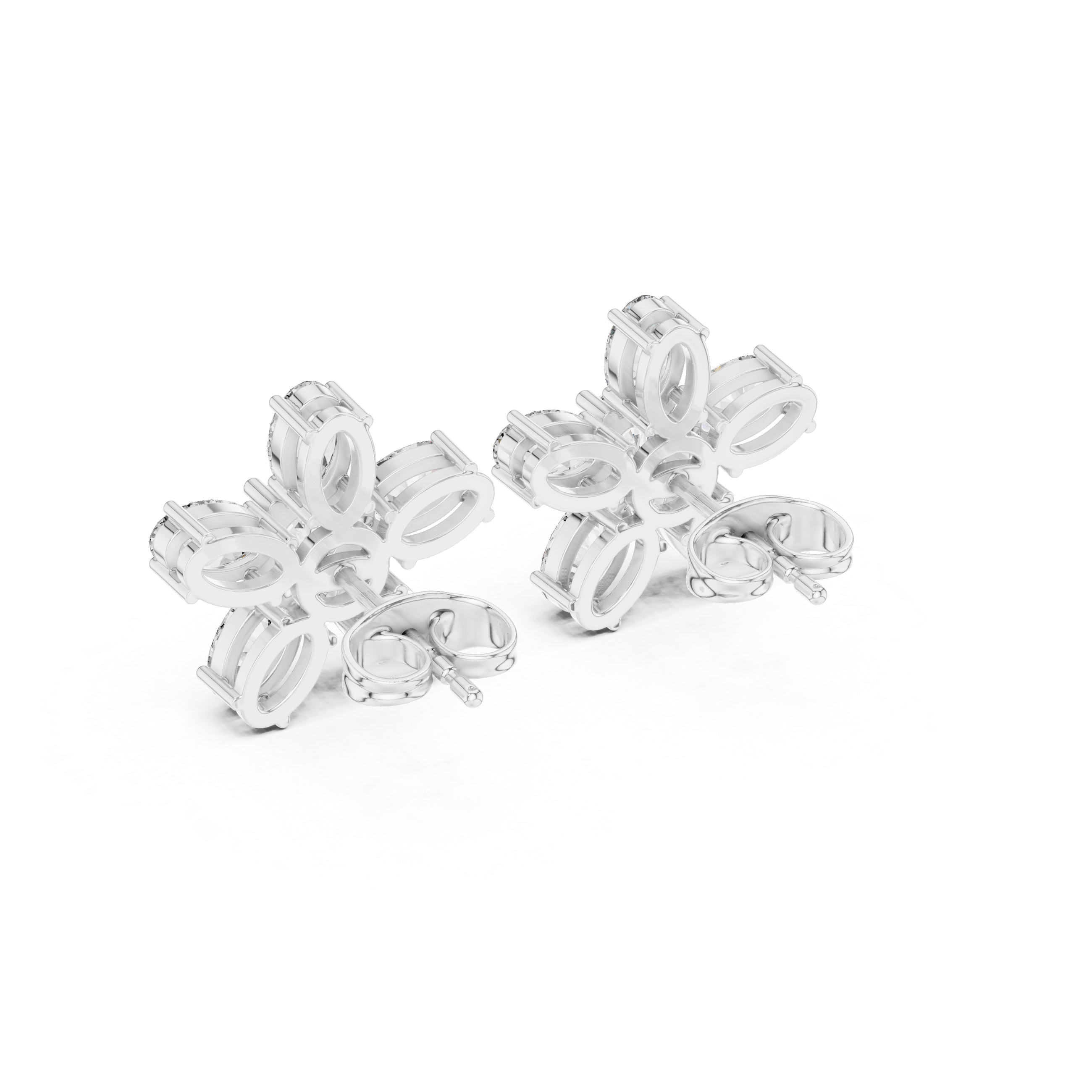 Classic Floral Cluster Diamond Stud Earrings