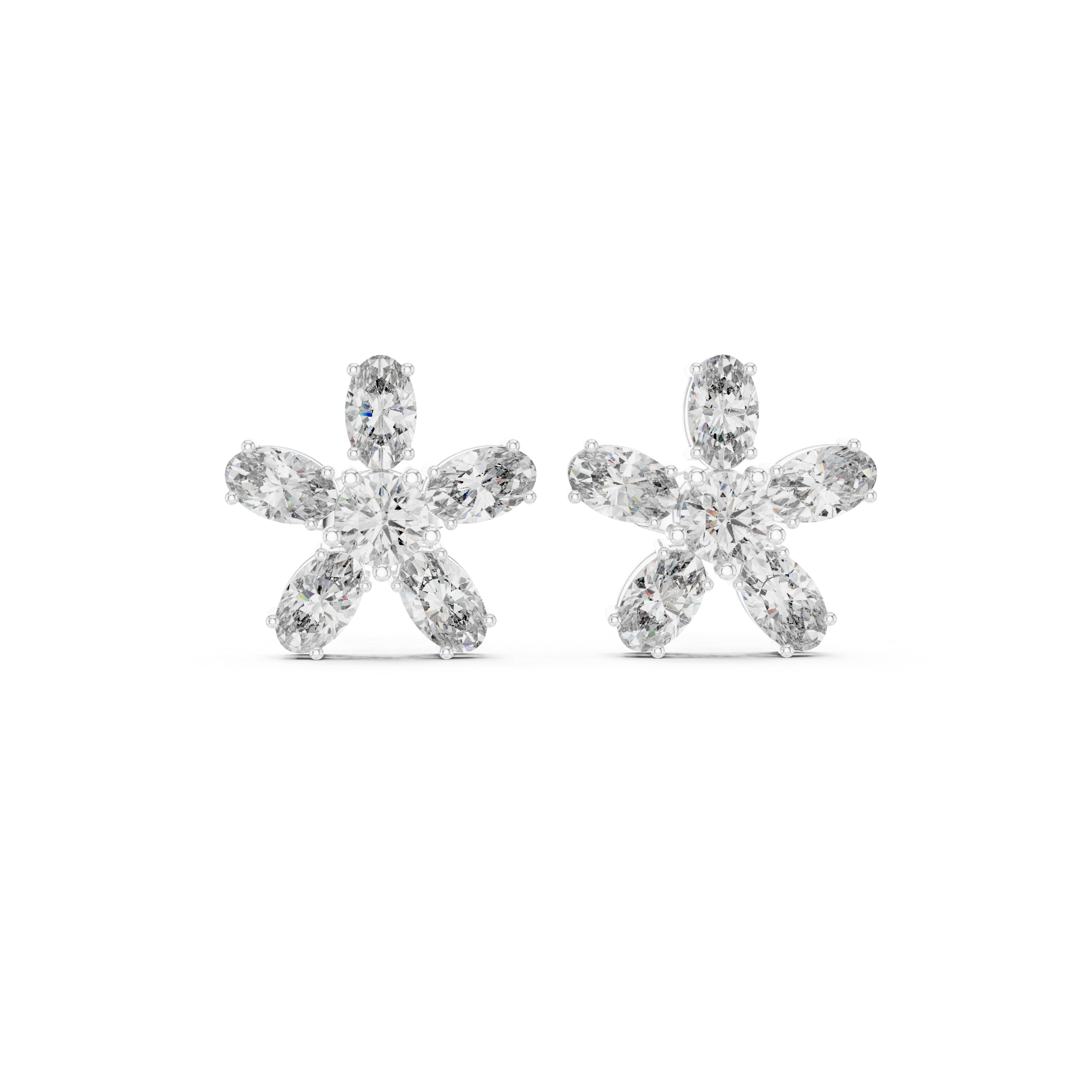 Classic Floral Cluster Diamond Stud Earrings